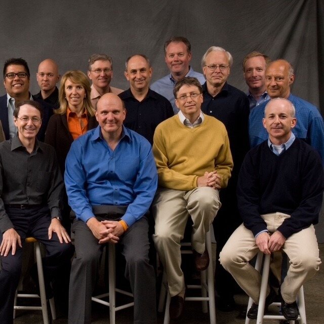 Chris Liddell (centre) with his former Microsoft colleagues.