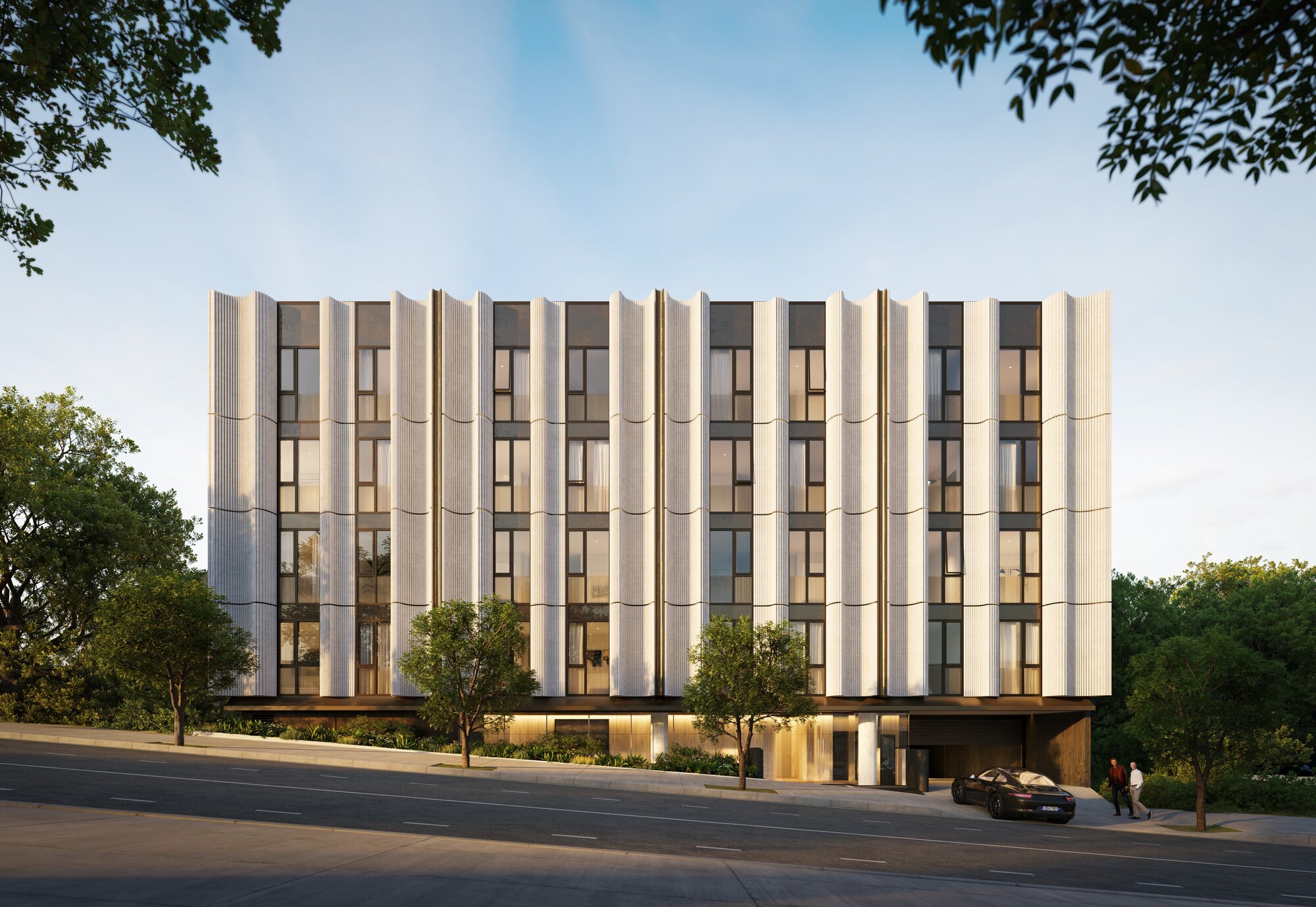 A sketch of two new apartment buildings at 99 College Hill, Auckland. Image / Precinct Properties
