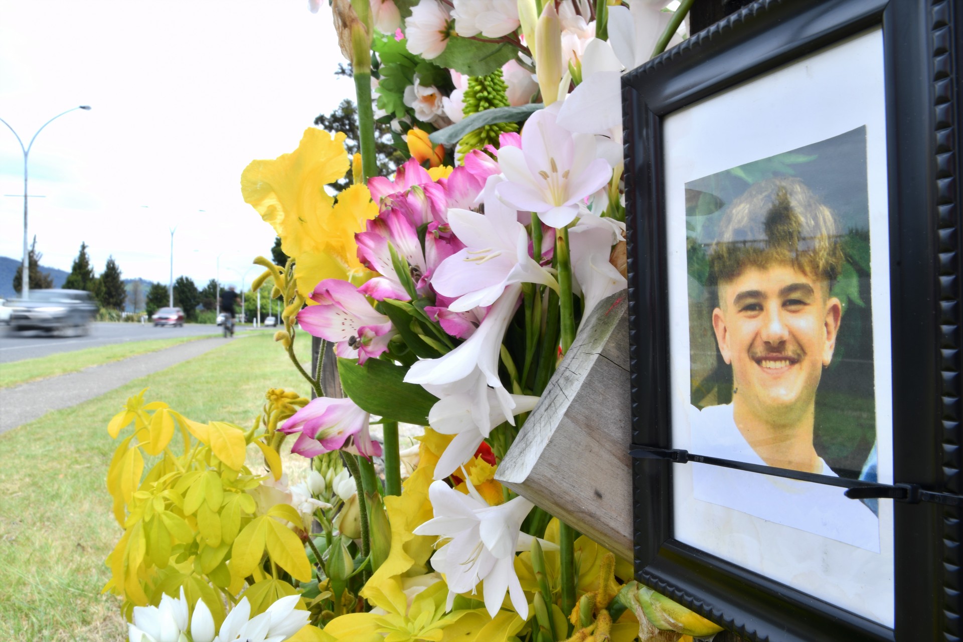 The re-established memorial for Joshua Heath, who was killed in a drink driving crash about a year ago. Photo / Laura Smith