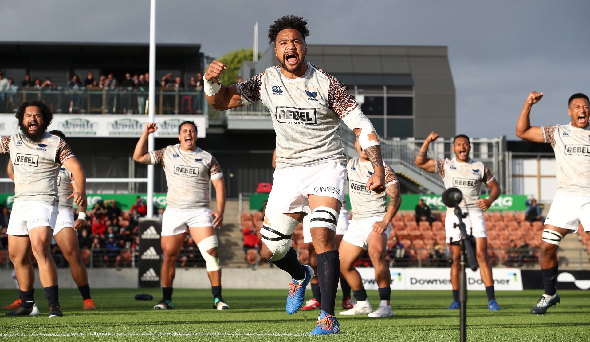 Moana Pasifika during the cultural challenge before their clash against the Māori All Blacks in December last year. Photo / Photosport