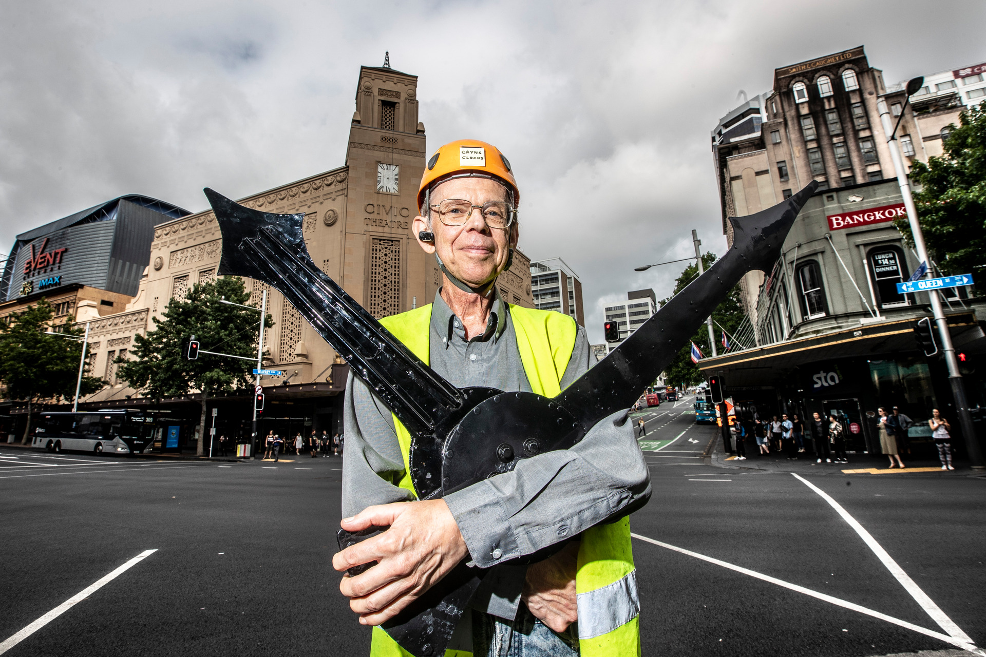 Horologist Michael Cryns rose to the occasion when he was asked to fix the Civic Theatre clock. Photo / Michael Craig