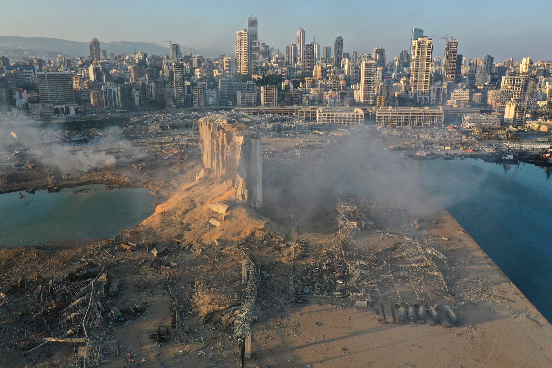 Smoke was still rising from the port, where towering grain silos had been shattered. Photo / AP