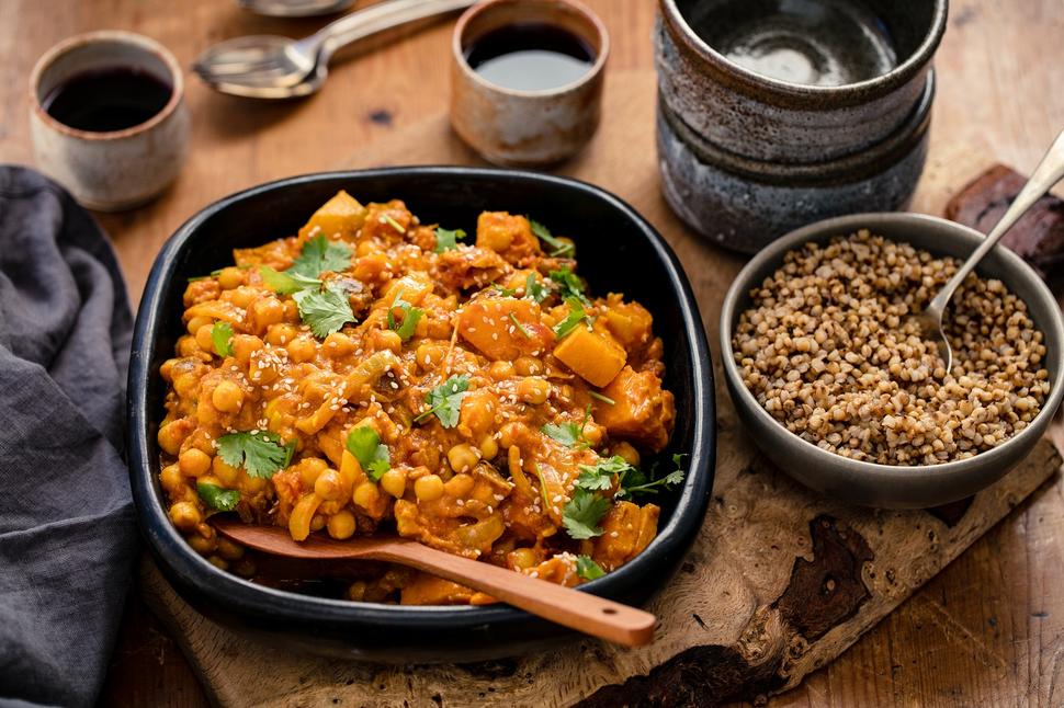 One-Pot Chickpea & Pumpkin Satay. Photo / Babiche Martens