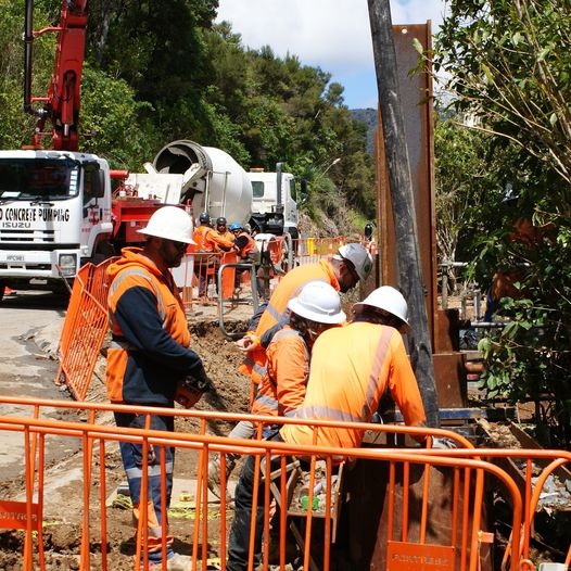 Contractors finishing some of the last piling work required on SH1 over the Mangamukas, which is on track to reopen on December 20.
