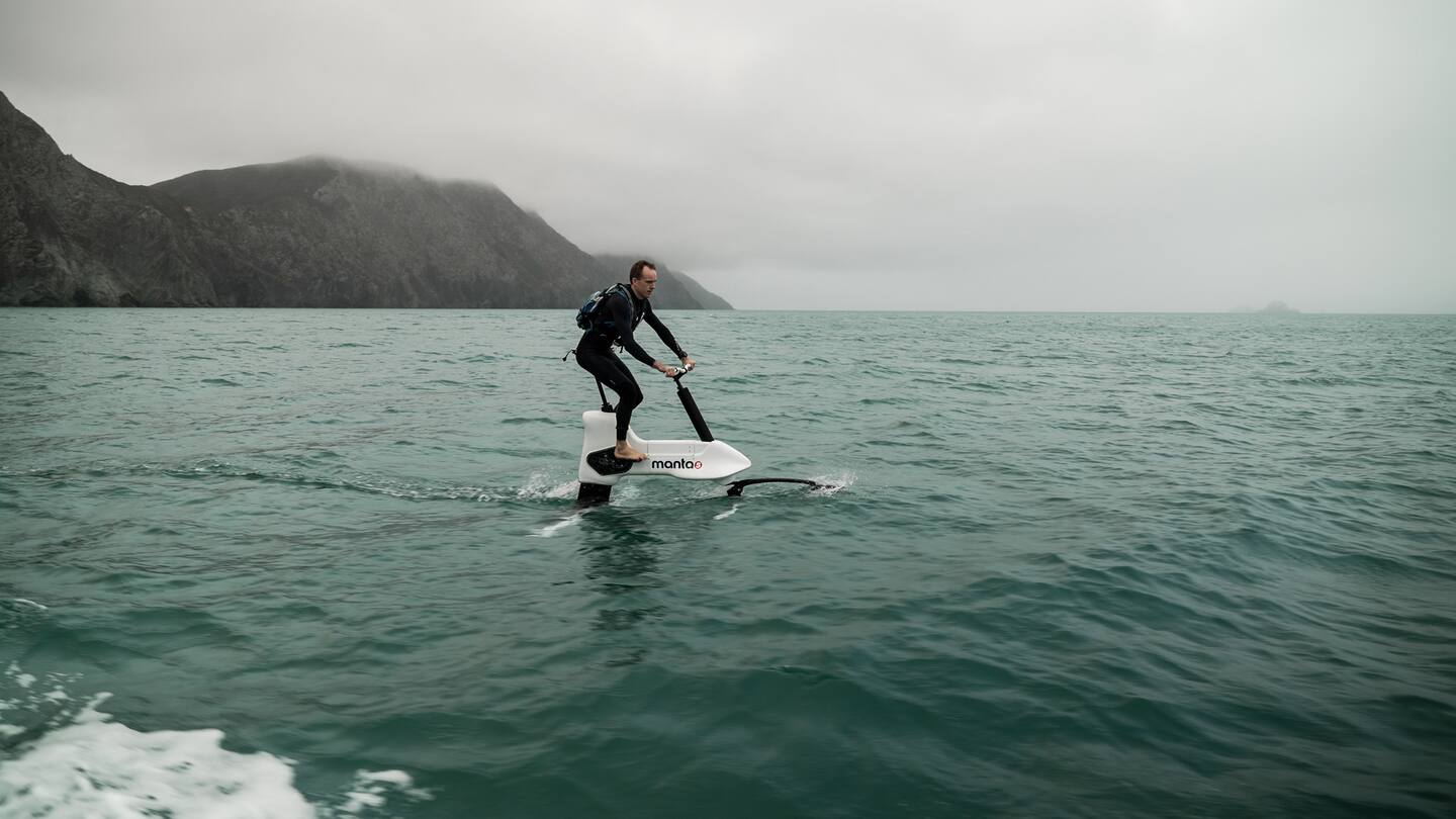 Unlike an e-bike on land, you can't stop pedalling for a breather whenever you want. Gliding requires a flat sea. If there are waves, it's a case of keep pedalling your Manta5 or go for a paddle. The bikes sold from $14,995 up to $19,750.