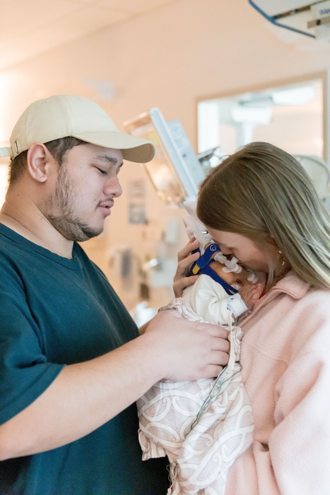 Reece Neho and Octaviah Jackson with their daughter Sophie Neho, who was born extremely premature. 