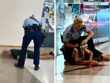 A heroic police officer ended a knife-wielding man's reign of terror inside the packed Westfield Bondi Junction shopping centre in Sydney as she bravely took him on alone and shot him dead with a single bullet. Photo / News.com.au