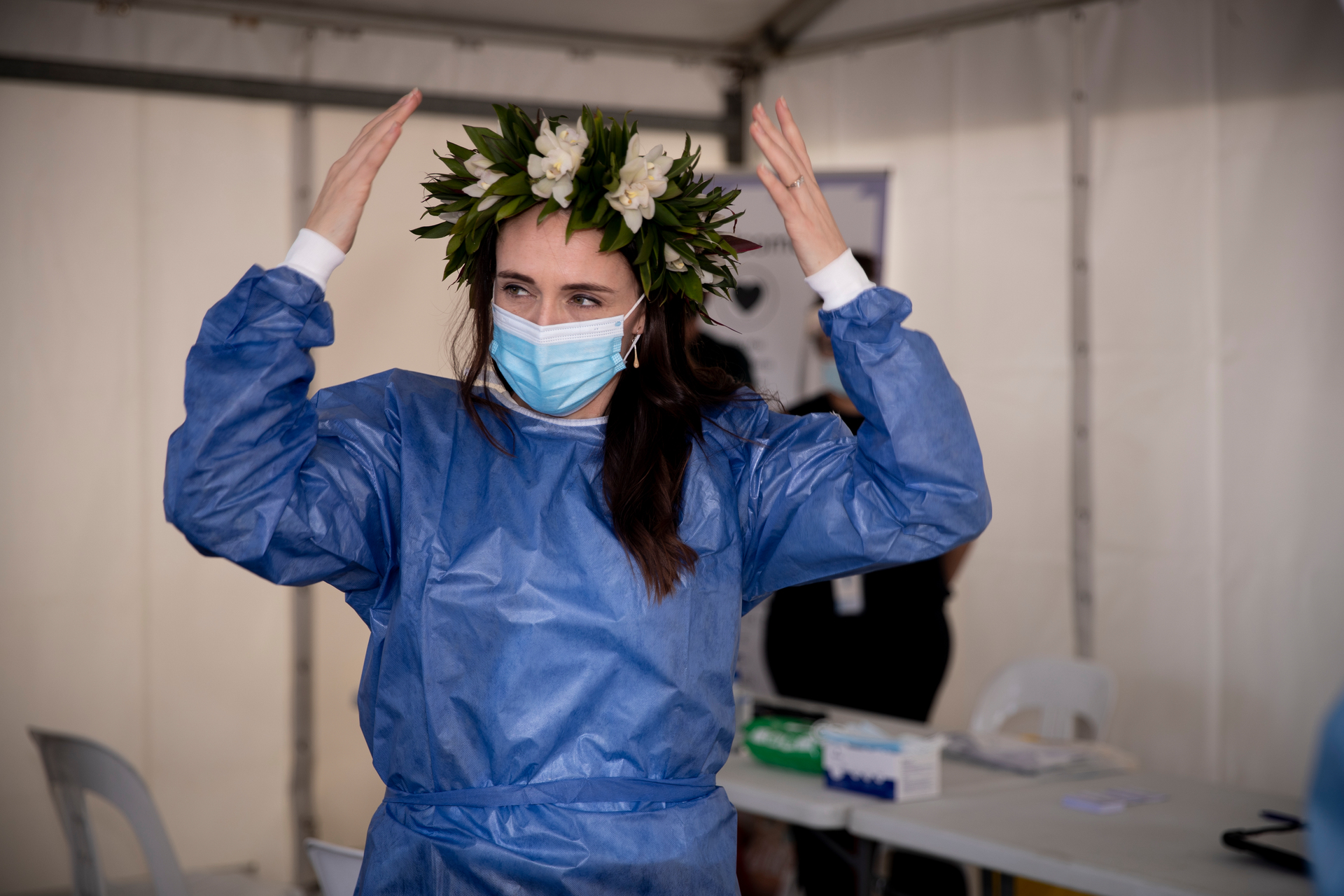 Prime Minister Jacinda Ardern at a Pacific youth-led vaccination event held at Fale o Samoa in Mangere during the Delta outbreak. Photo / File