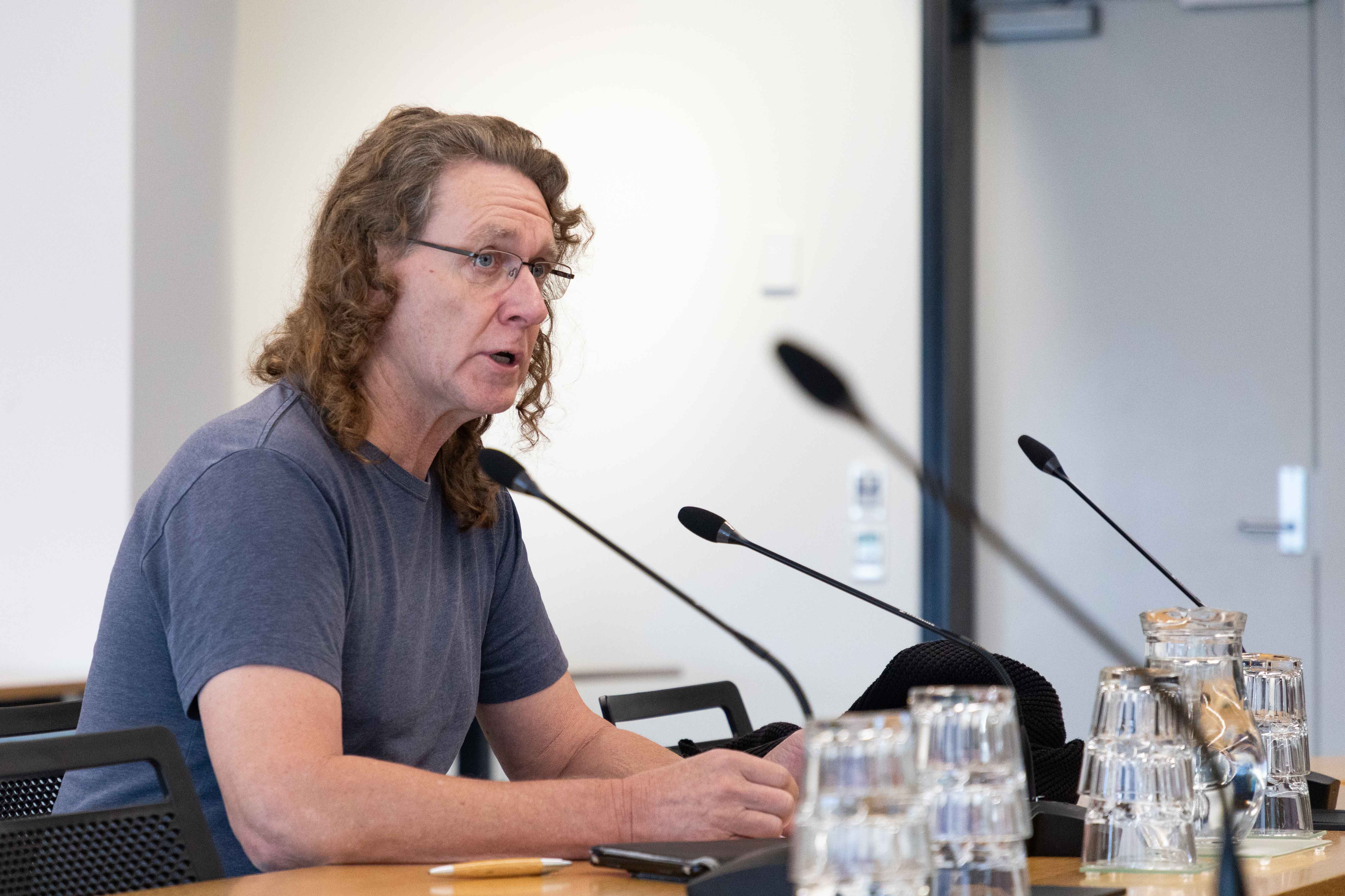 John Robson spoke in the public forum of a Tauranga City Council meeting about the civic precinct project. Photo / Alex Cairns
