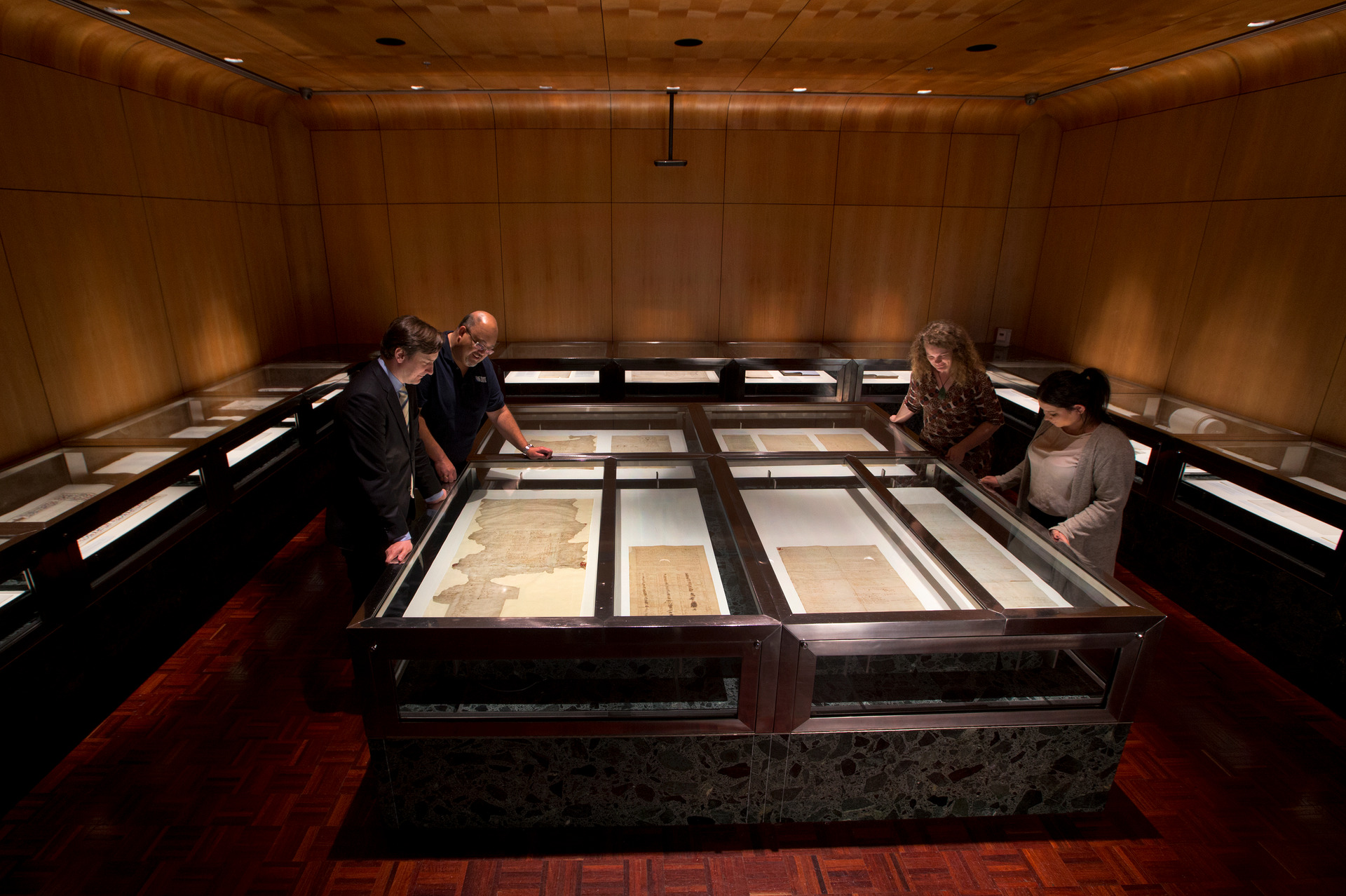 The original nine documents of the Treaty of Waitangi in the Constitution Room at Archive NZ in Wellington. Photo / Mark Mitchell
