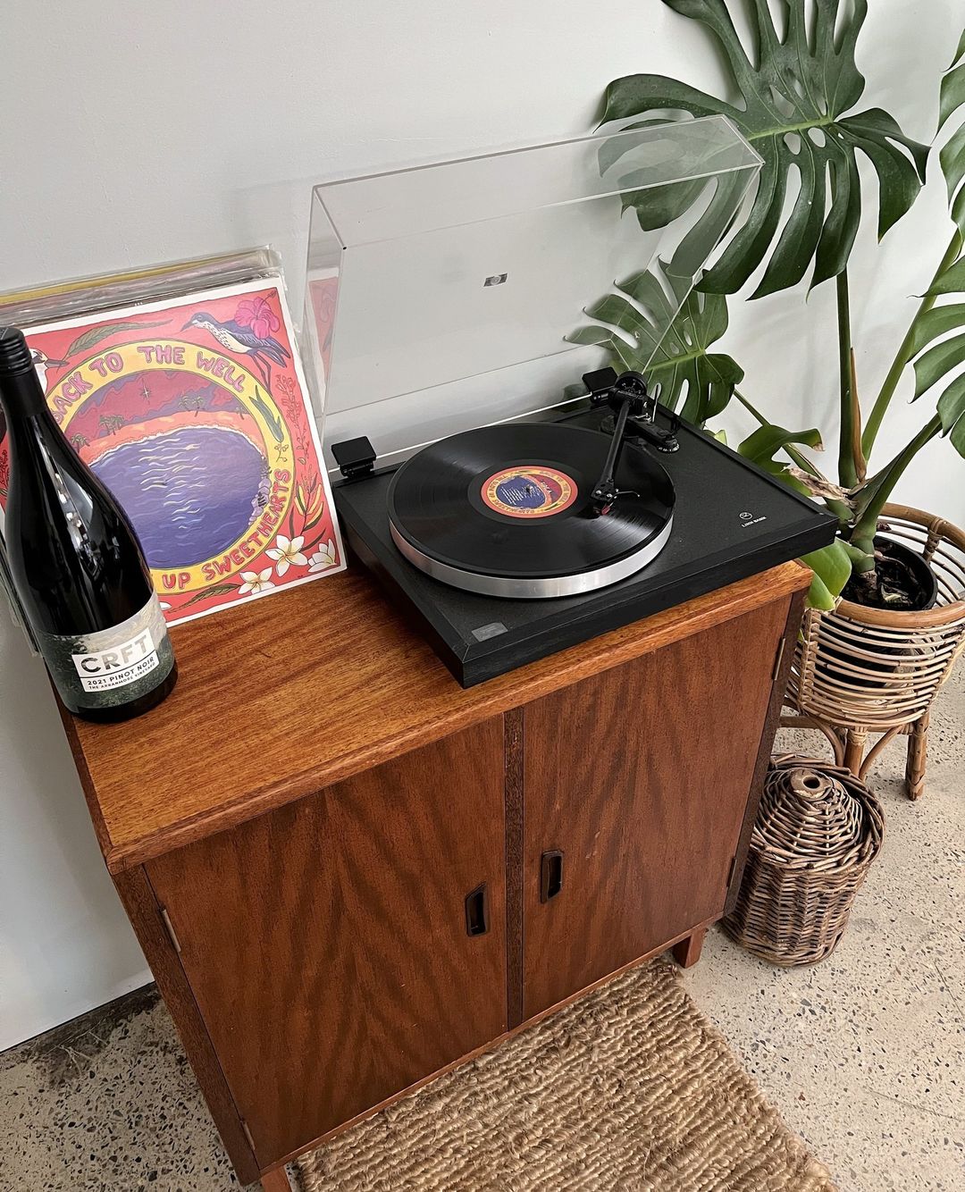 The record player spinning tunes in the CRFT tasting room. Photo / Supplied