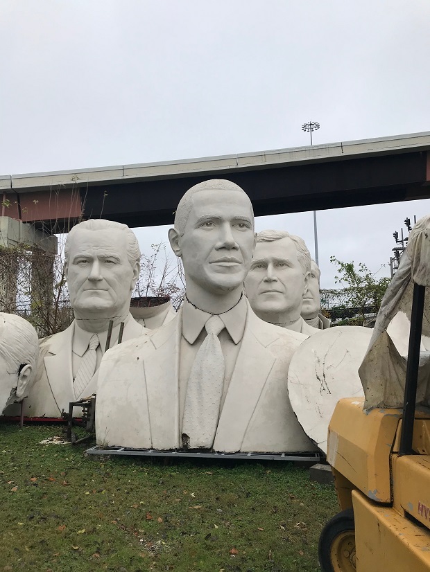 Presidential sculptures at David Adickes' workshop. Photo / Stephanie Holmes