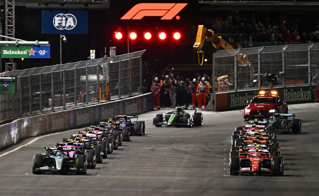 The starting grid prepares for the start of the Formula One Las Vegas Grand Prix. Photo / Getty Images
