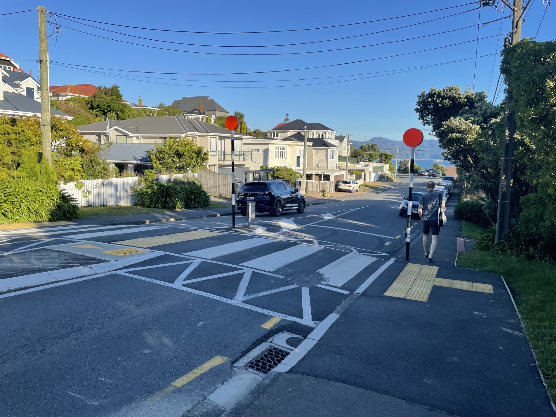 This raised crossing with a central pedestrian island was installed in the suburb of Khandallah by Wellington City Council for $52,000. Photo / Wellington City Council