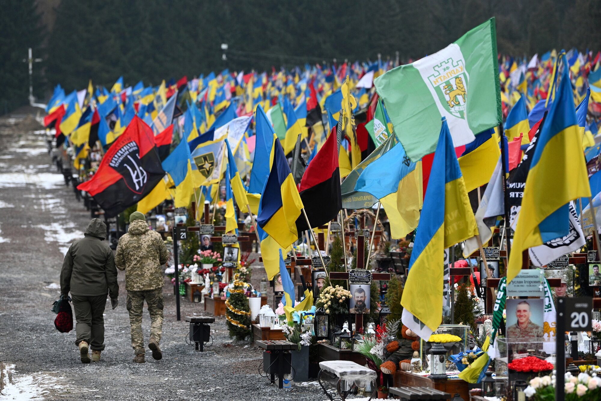 The Lychakiv Military Cemetery in Lviv, western Ukraine. Photo / AFP