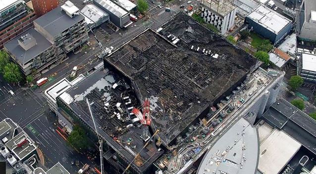 The extra $150m in provisions by Fletcher Building included the cost of remediating water damage, and inflated labour and building materials costs. Photo / Fire & Emergency NZ.