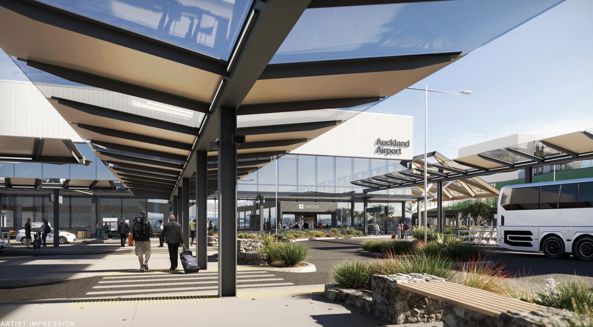 The new terminal buildings currently under construction at Auckland Airport.