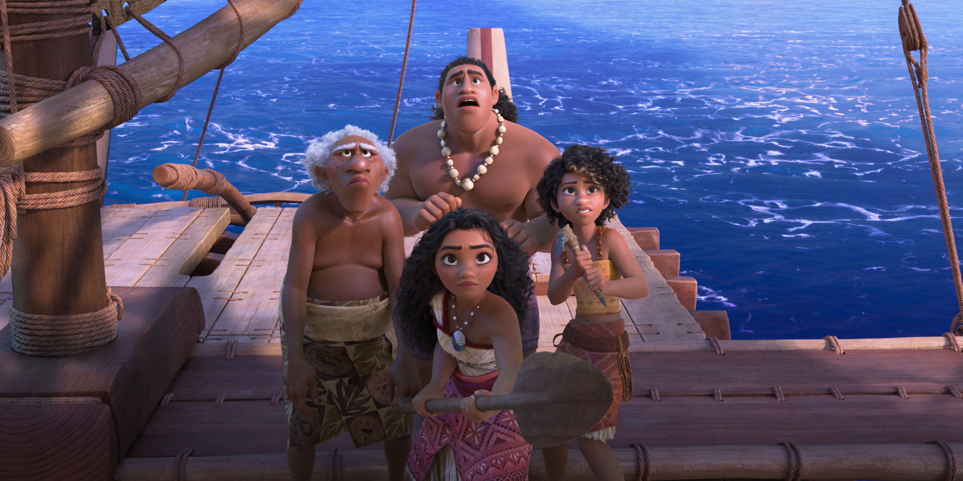 In Moana 2, Moana navigates the seas with her new wayfinding crew featuring the