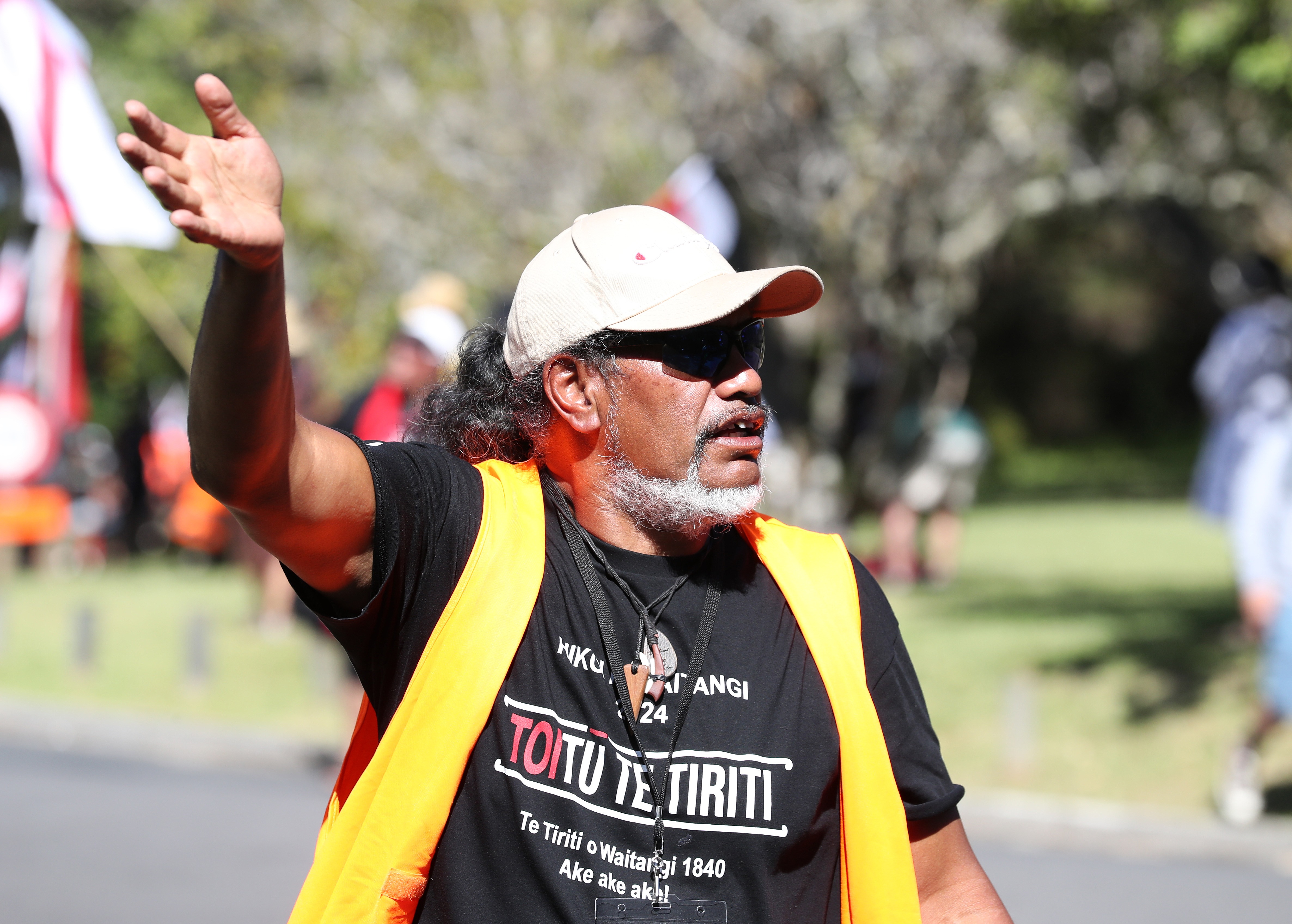 Toitū te Tiriti hīkoi organiser Rueben Taipari says he will never stop fighting for the freedom of his children. Photo / Michael Cunningham