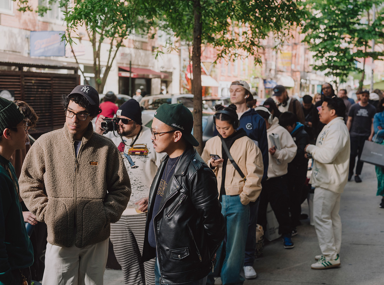 Fans queue outside the ALD store on its re-opening day. Photo / Christopher Lee, The New York Times