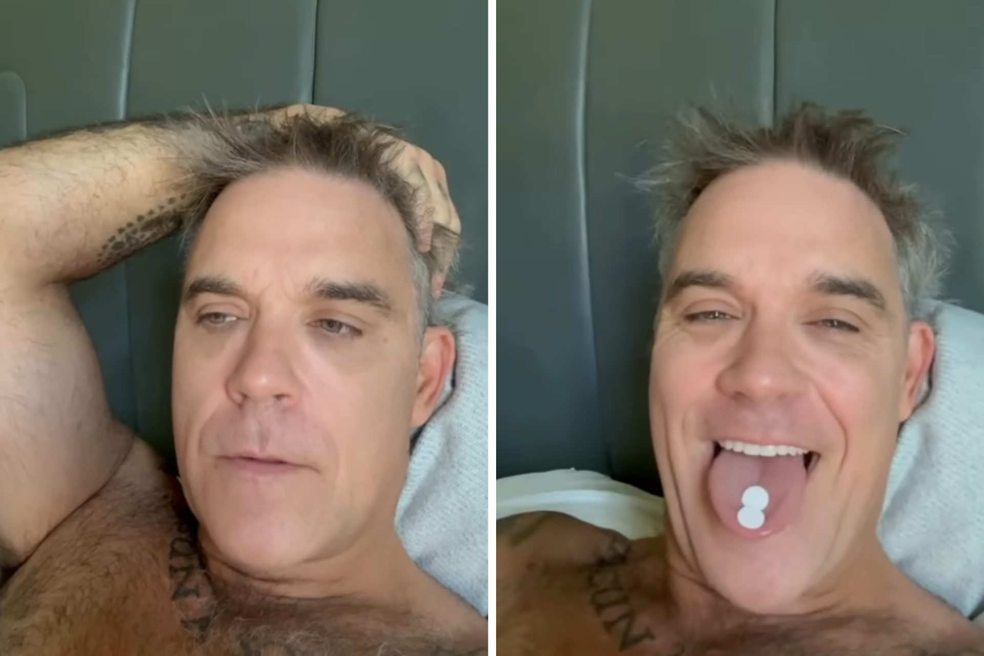 Robbie Williams dismissed talk of drug use with a cheeky mint video. Photo / Robbie Williams