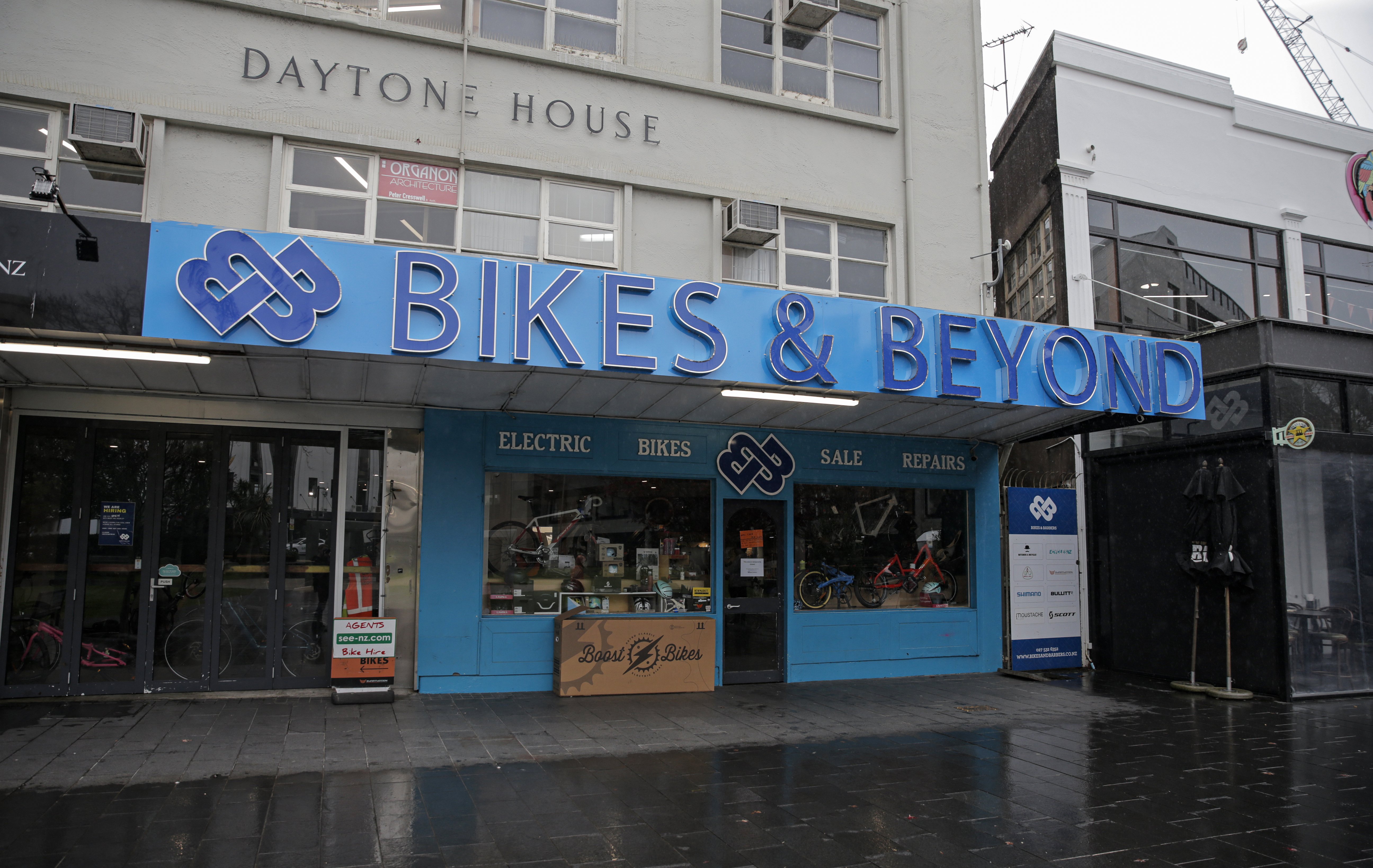 Bikes and Beyond store in Newmarket, Auckland, was closed on Wednesday and several accountants from Khov Jones were combing through the interior of the building. Photo / Alex Burton 