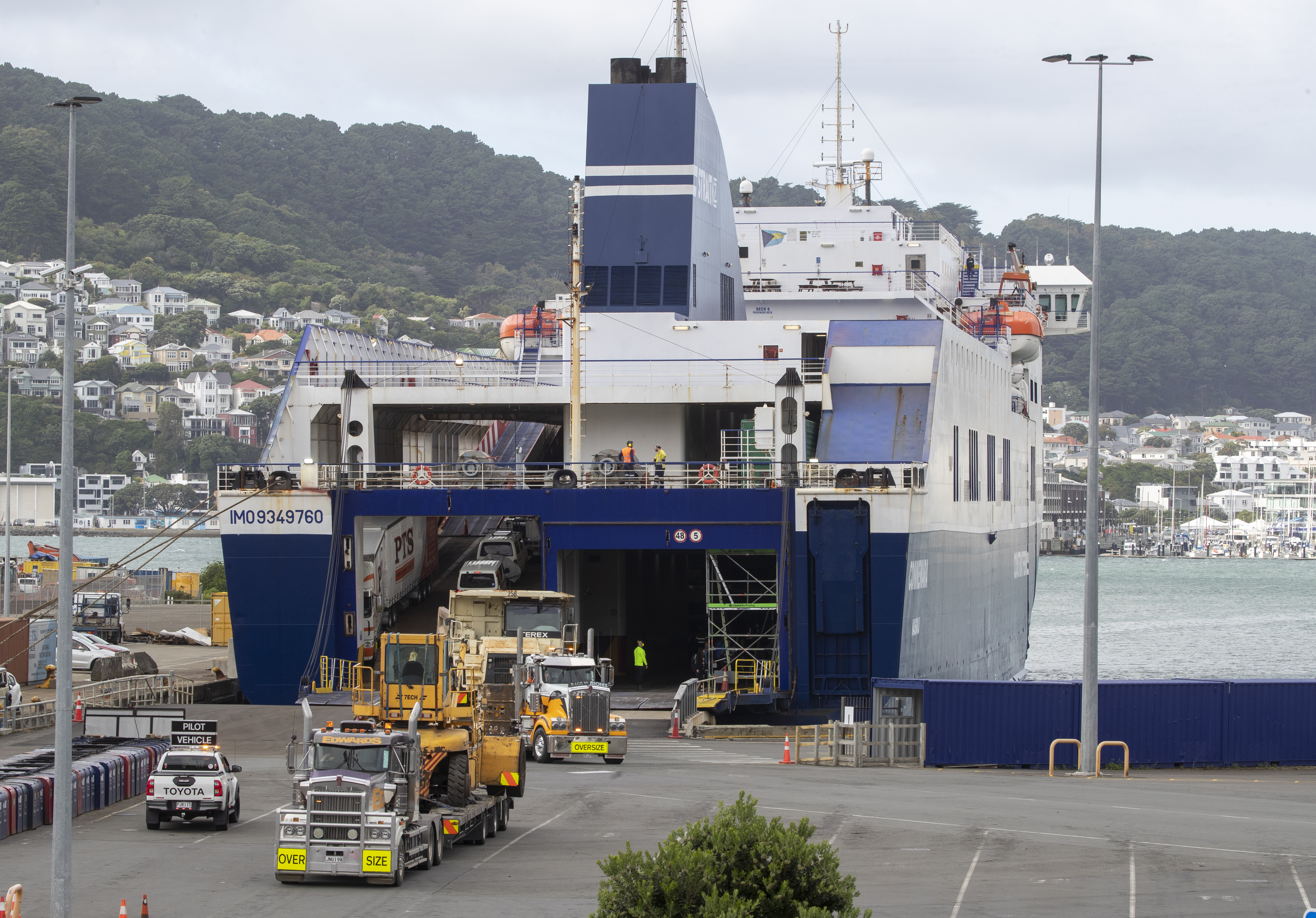 Cargo and passengers are being disembarked after the incident. Photo / Mark Mitchell