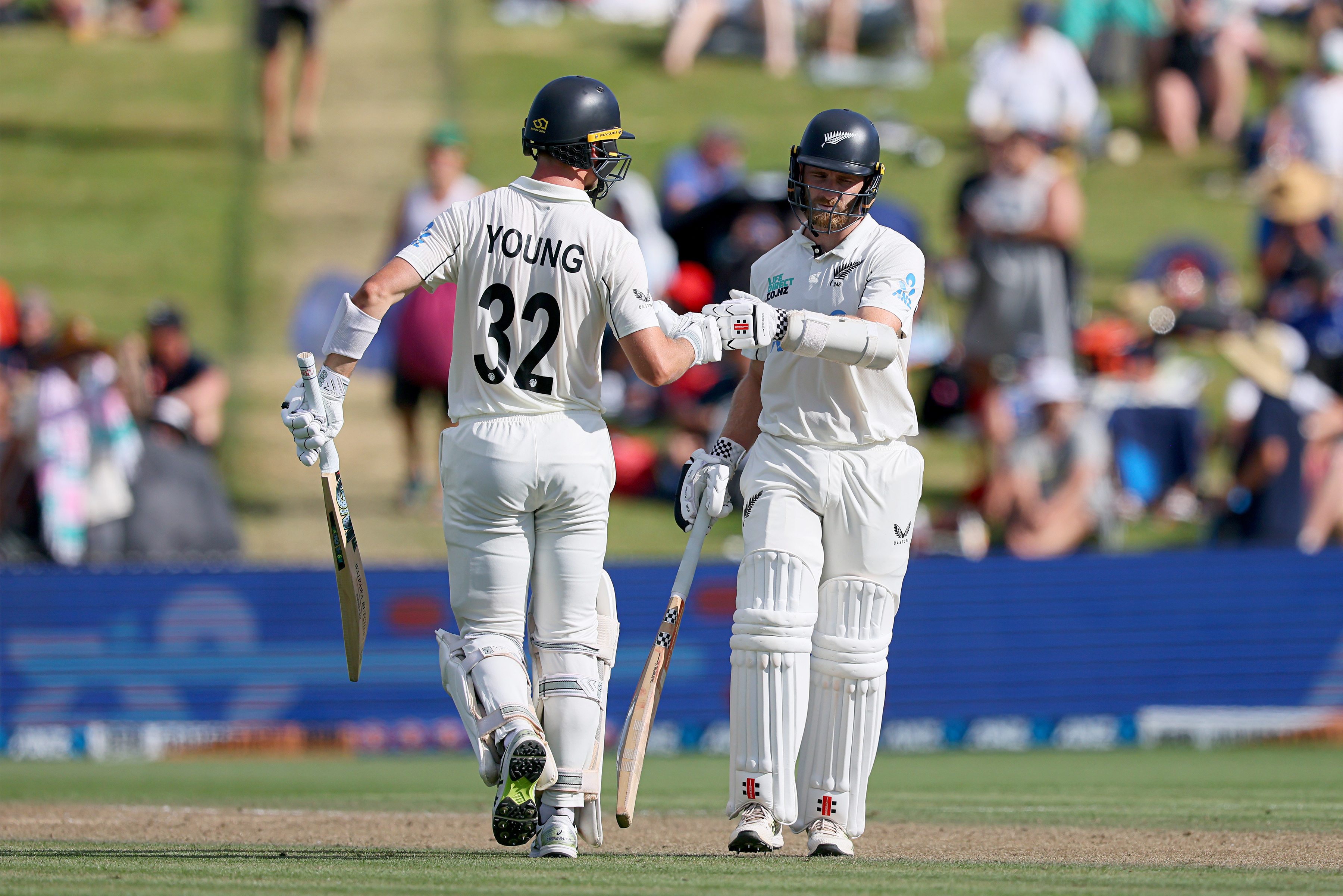 Will Young and Kane Williamson share a 50-run partnership. Photo / Bruce Lim, Photosport