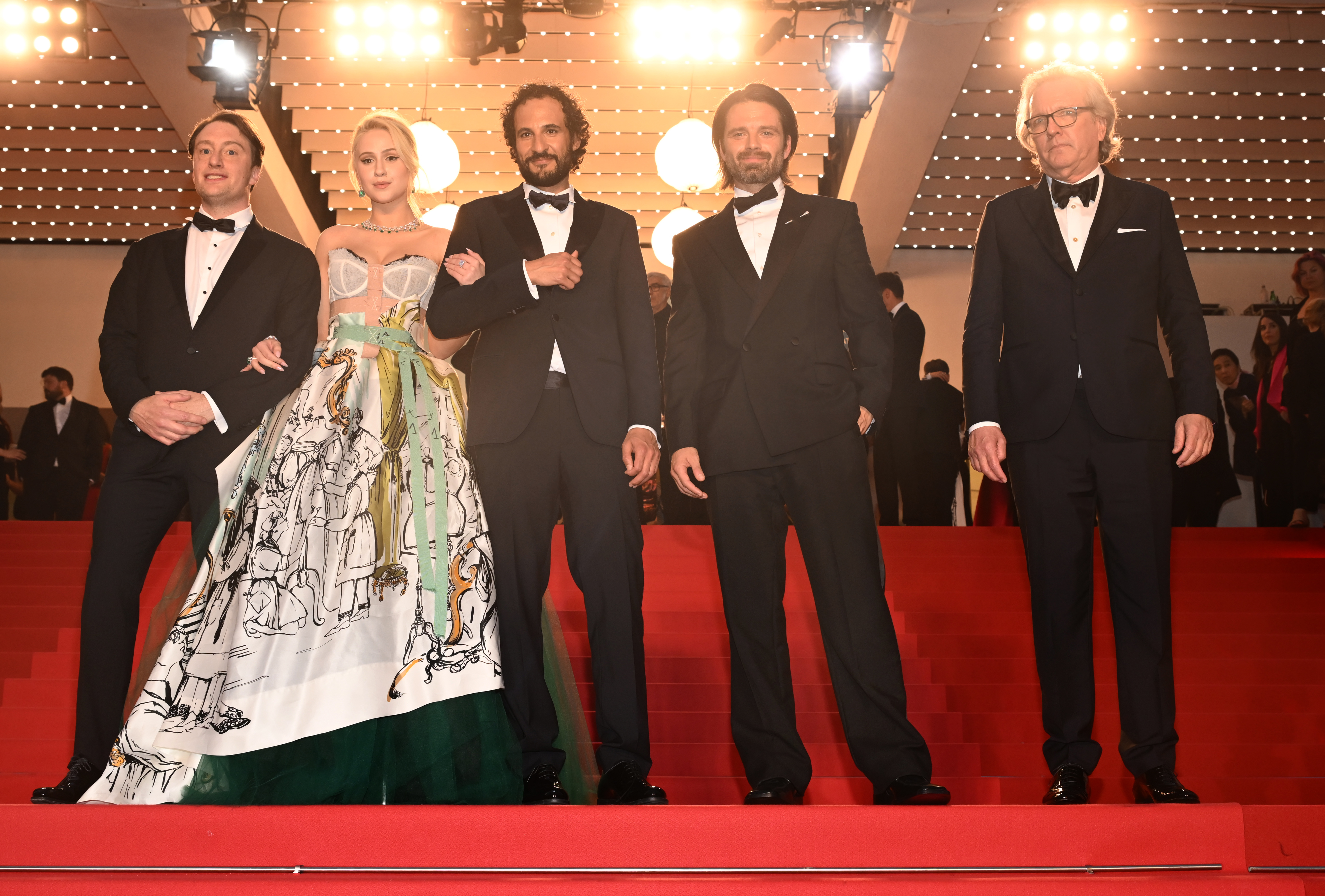 Writer Gabriel Sherman, actress Maria Bakalova, director Ali Abbasi, and actors Sebastian Stan and Martin Donovan at the film's premiere at Cannes Film Festival in May. Photo / Getty Images