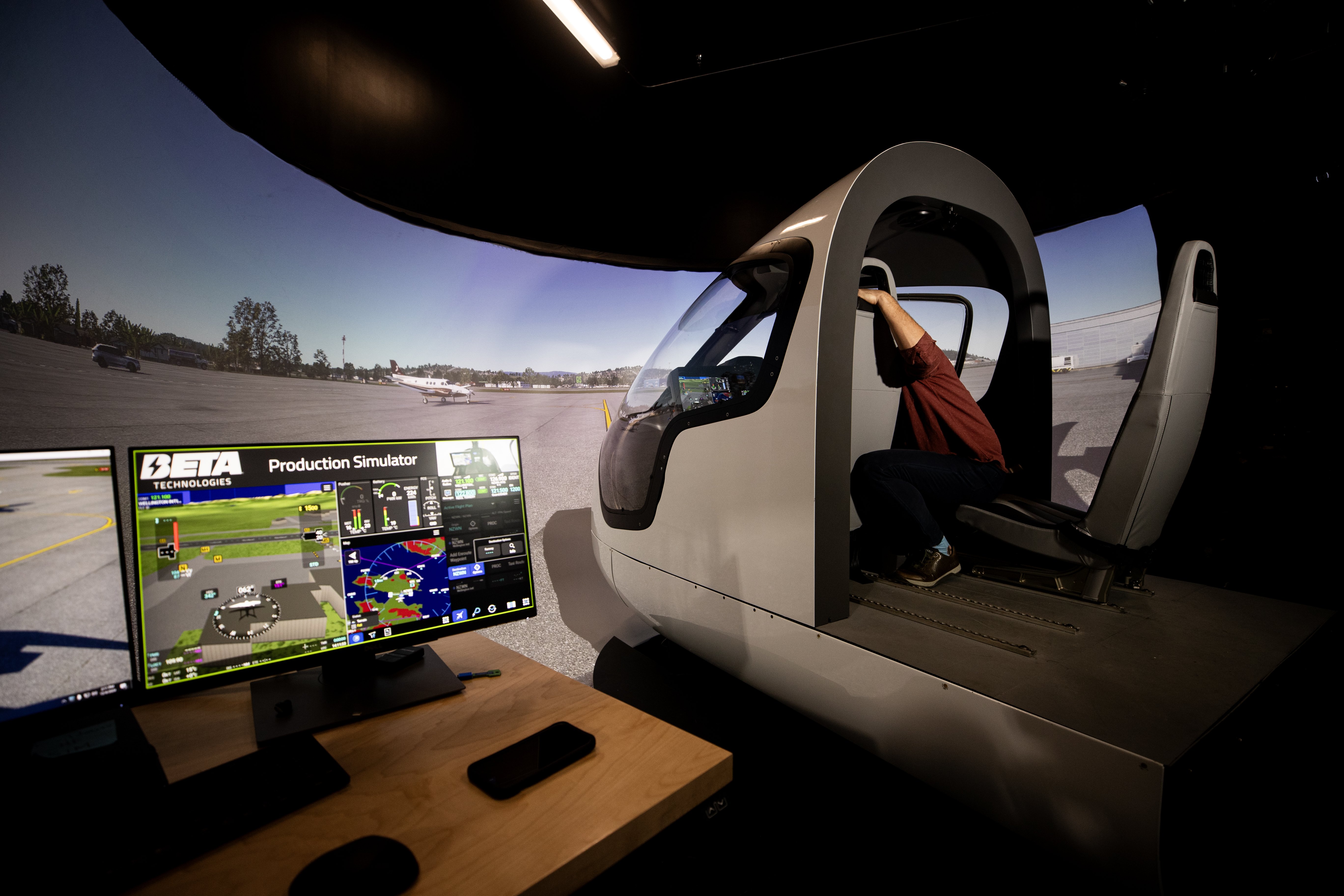The flight simulator at Beta Technologies. Photo / Dean Purcell