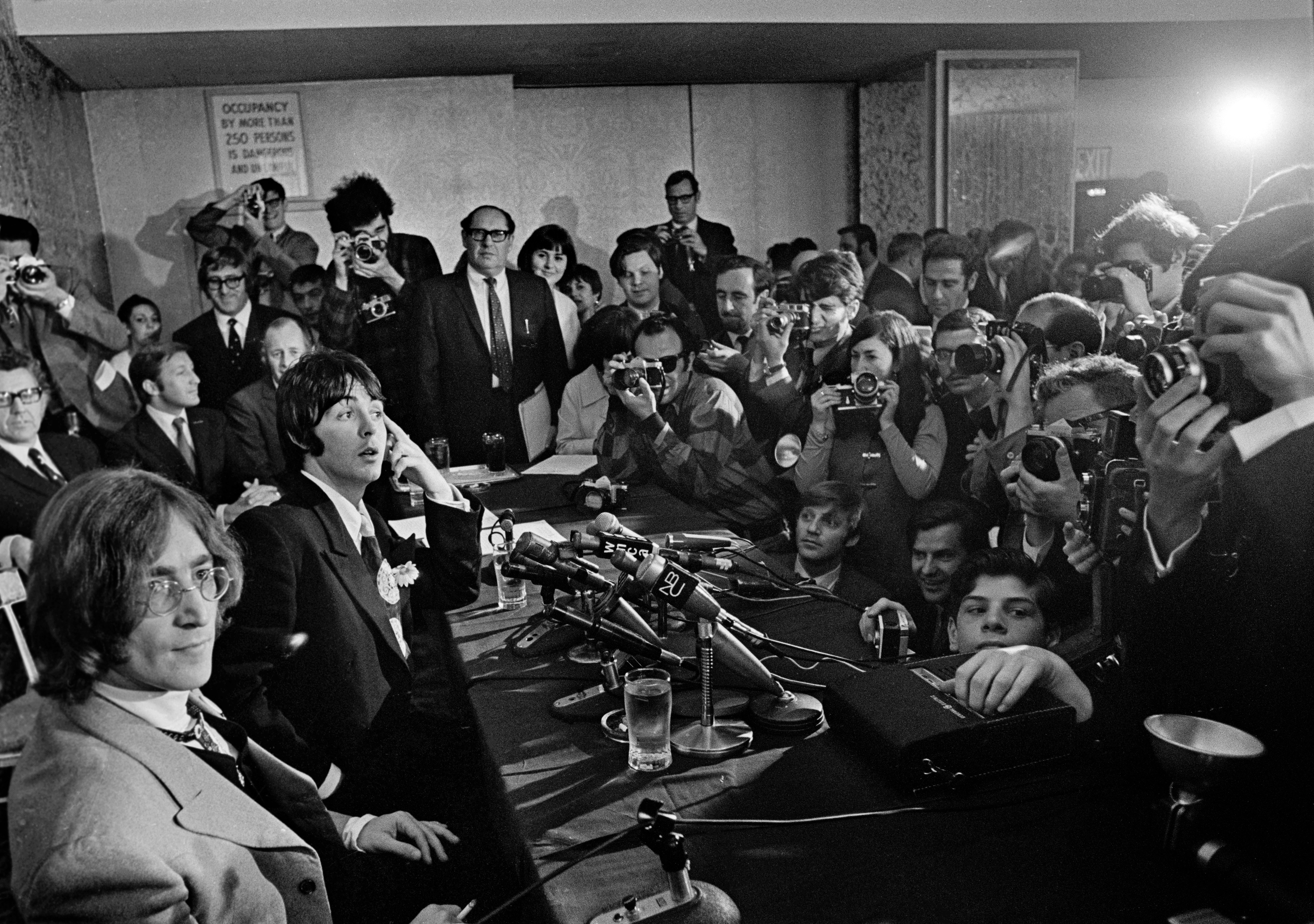 The Beatles' John Lennon and Paul McCartney at a press conference in New York on May 14, 1968. In 1969, rumors that McCartney had died enthralled the public. Photo / Neal Boenzi, The New York Times