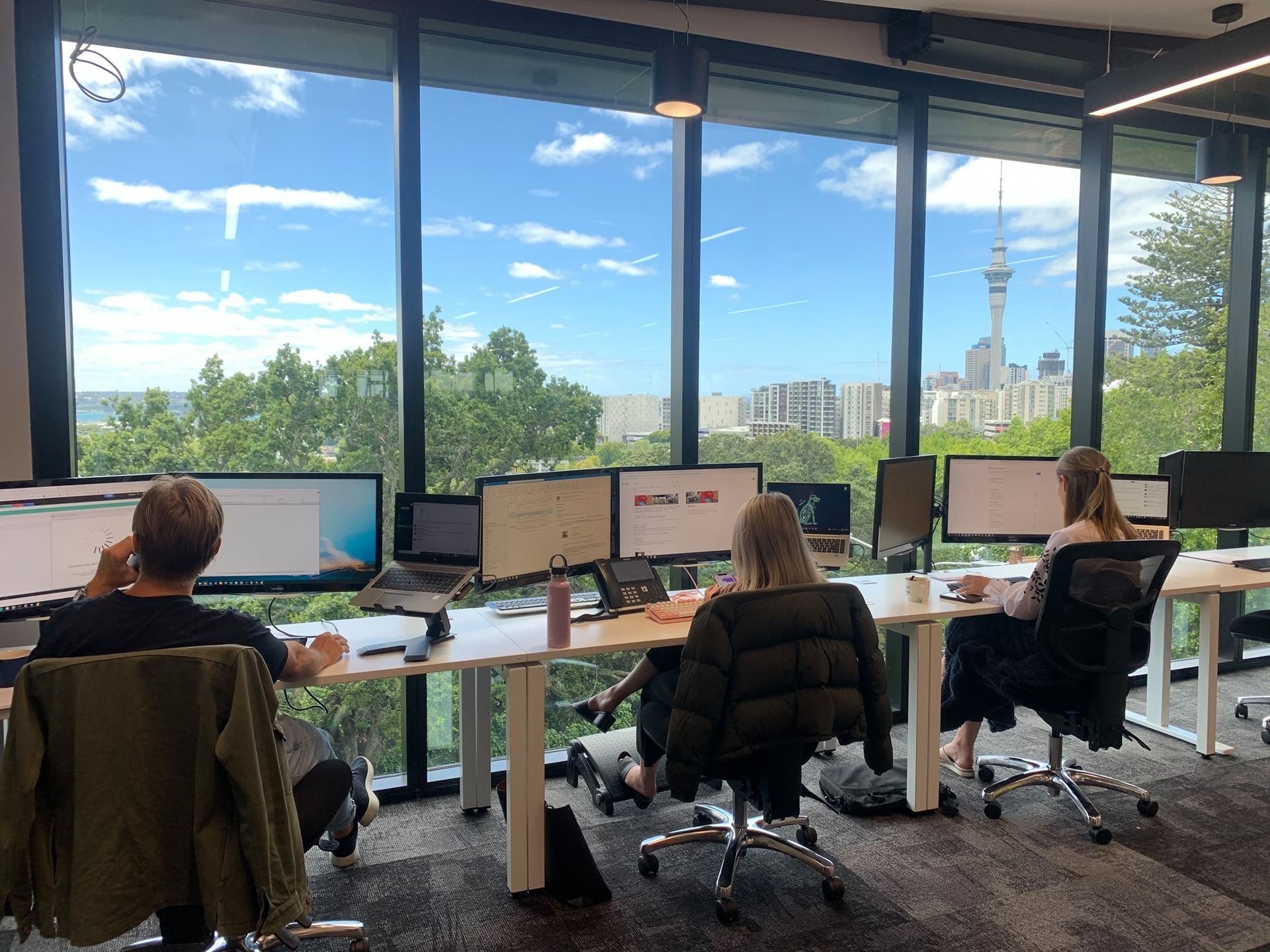 Above and below: ezyVet's new office in Freeman's Bay, Auckland, fitted out to accommodate 350. Photo / Supplied