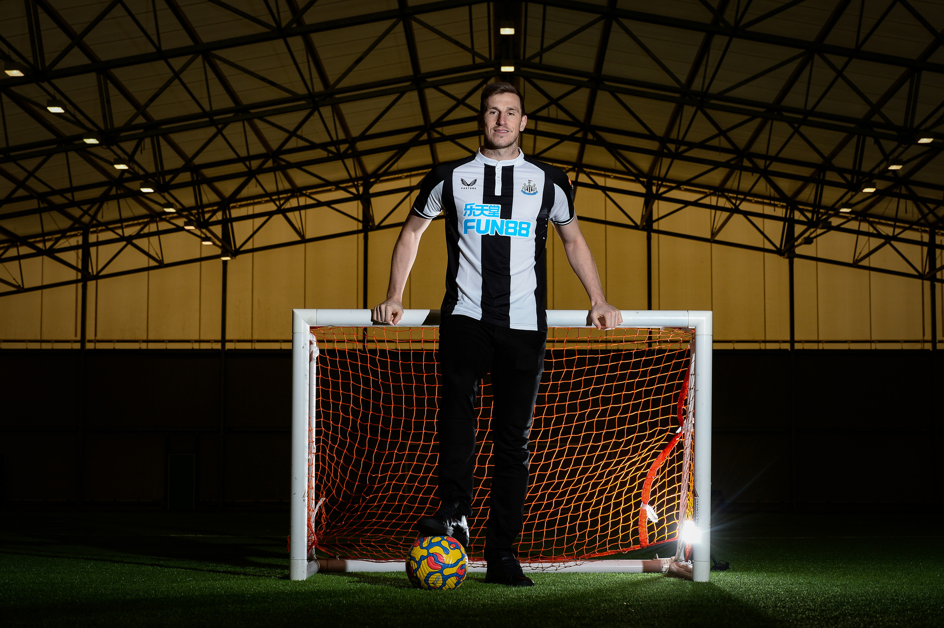 New signing Chris Wood was introduced at the Newcastle United Training Centre. Photo / Getty