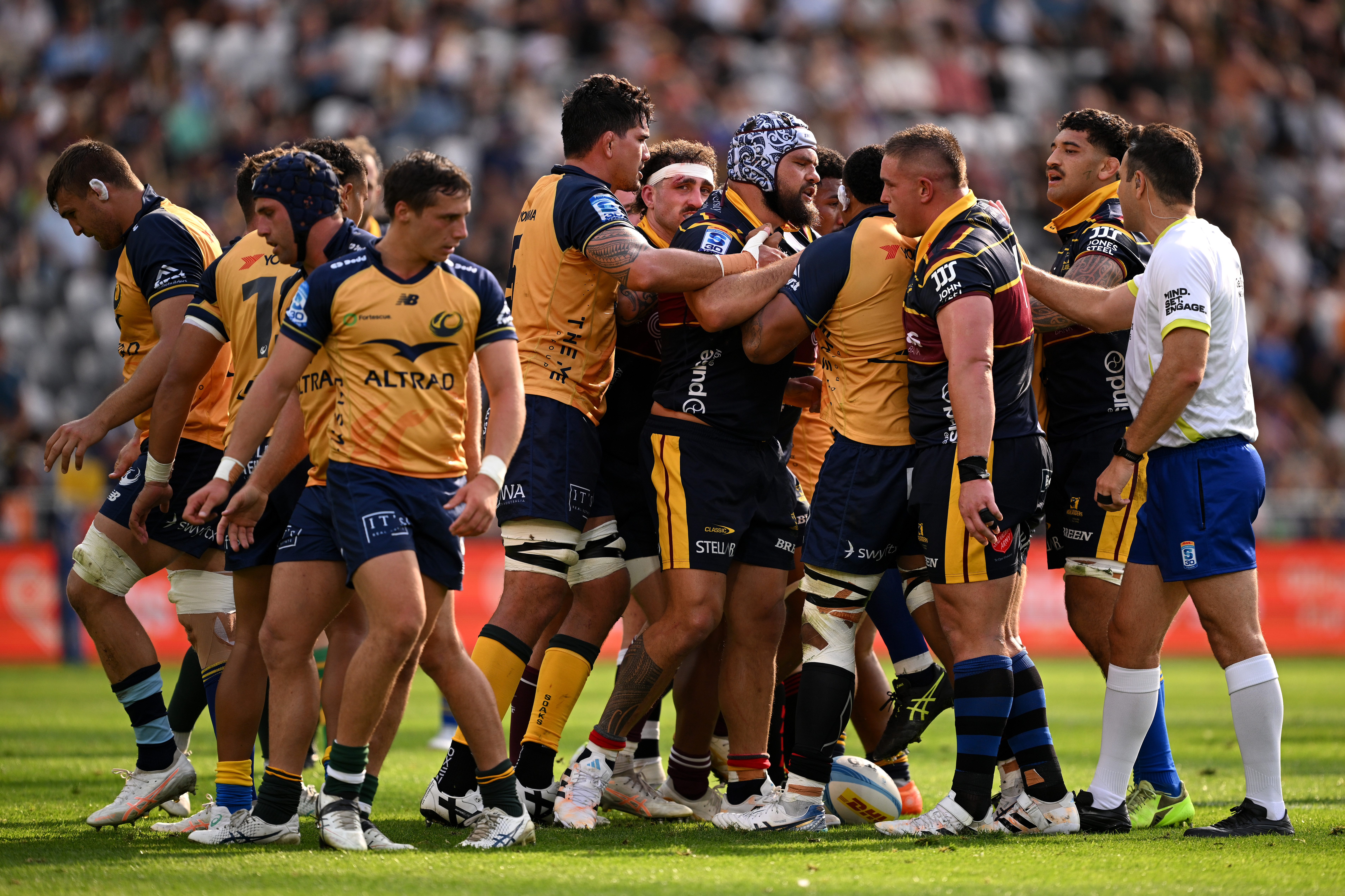 Angus Ta'avao of Highlanders and Vaiolini Ekausi of Force clash. Photo / Getty Images