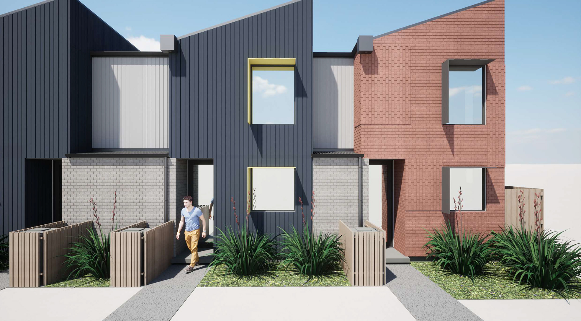 What new Kāinga Ora homes on Fairy Springs Rd will look like. 
