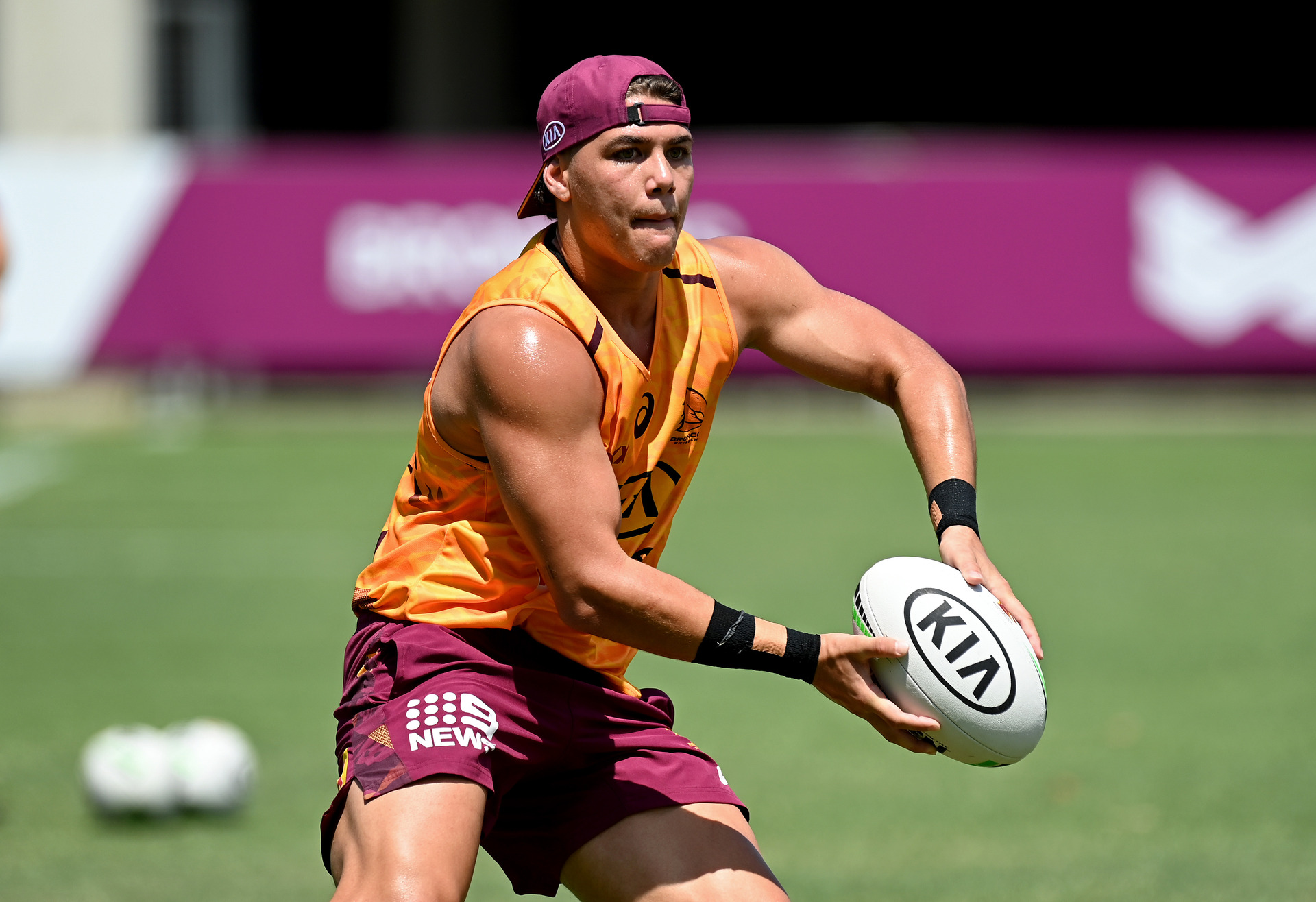 Reece Walsh gives a smile during a Brisbane Broncos NRL training News  Photo - Getty Images