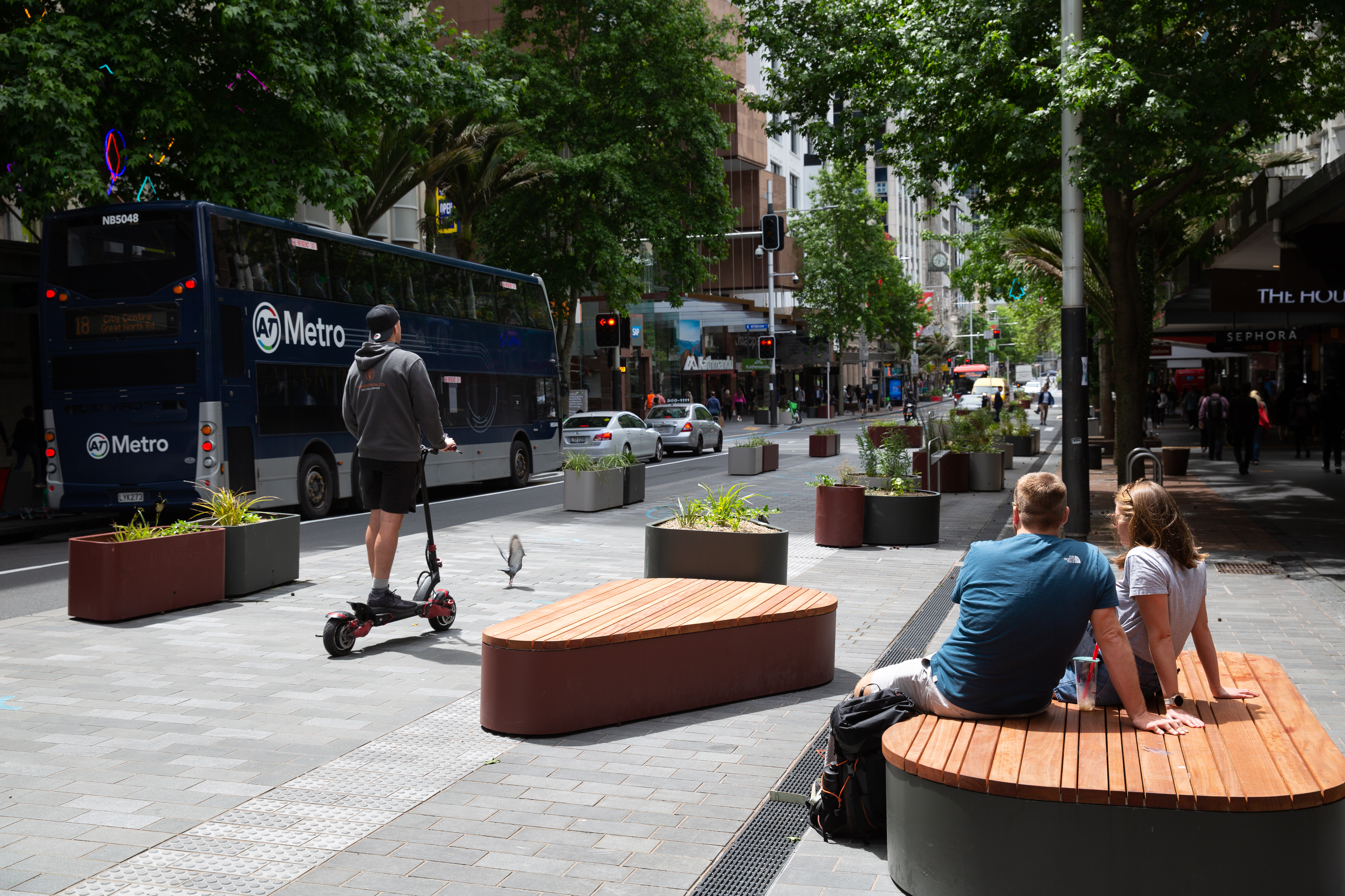 The Waihorotiu path, a multi-use lane that forms part of the upgraded Queen St. Photo / Sylvie Whinray