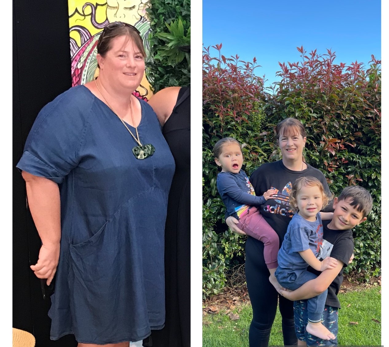 Jo Kaipo before and 10 months after her weight loss surgery. Photos / Supplied