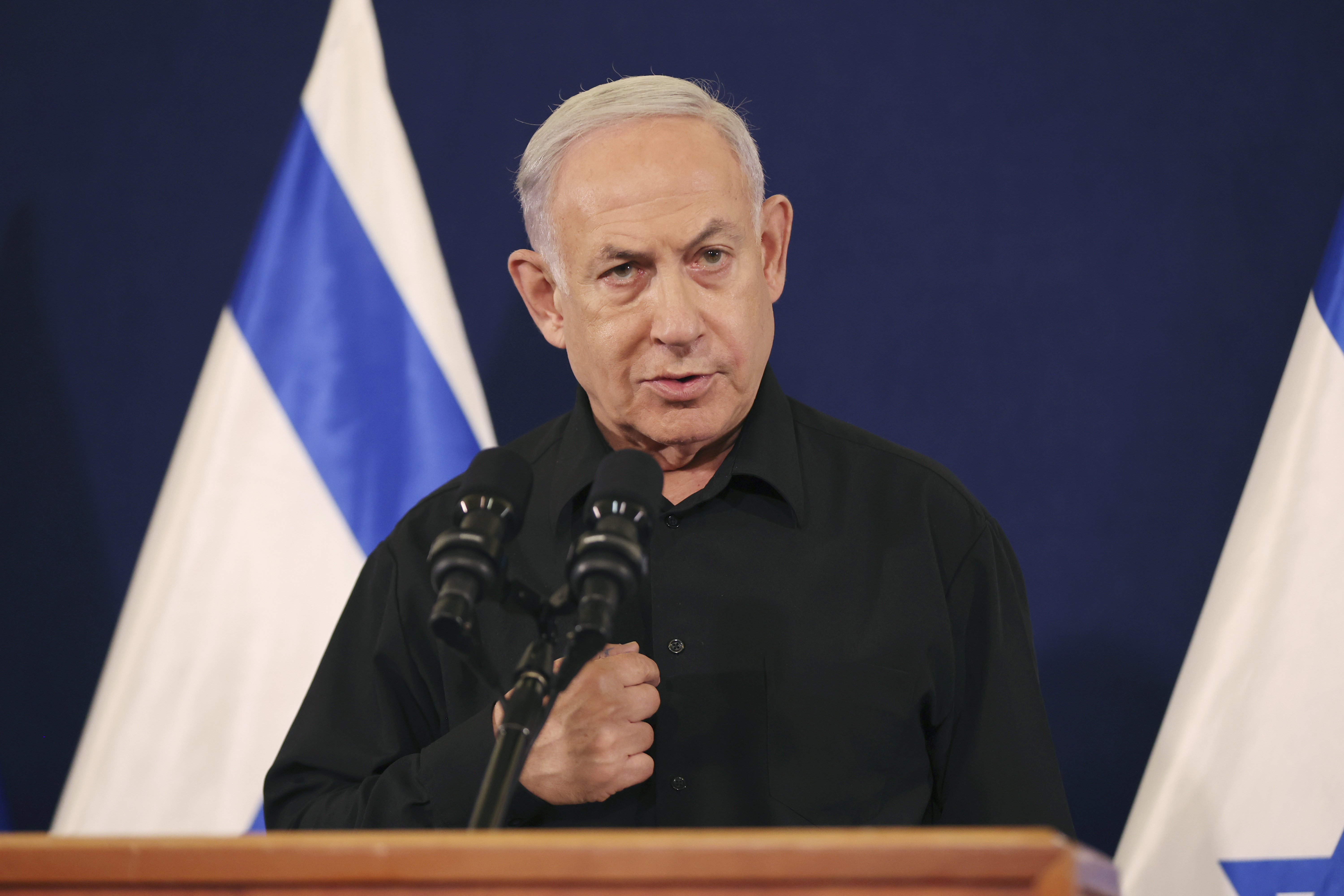Israeli Prime Minister Benjamin Netanyahu told the nation that the country’s military has opened a “second stage” in the war against Hamas during a press conference. Photo / AP