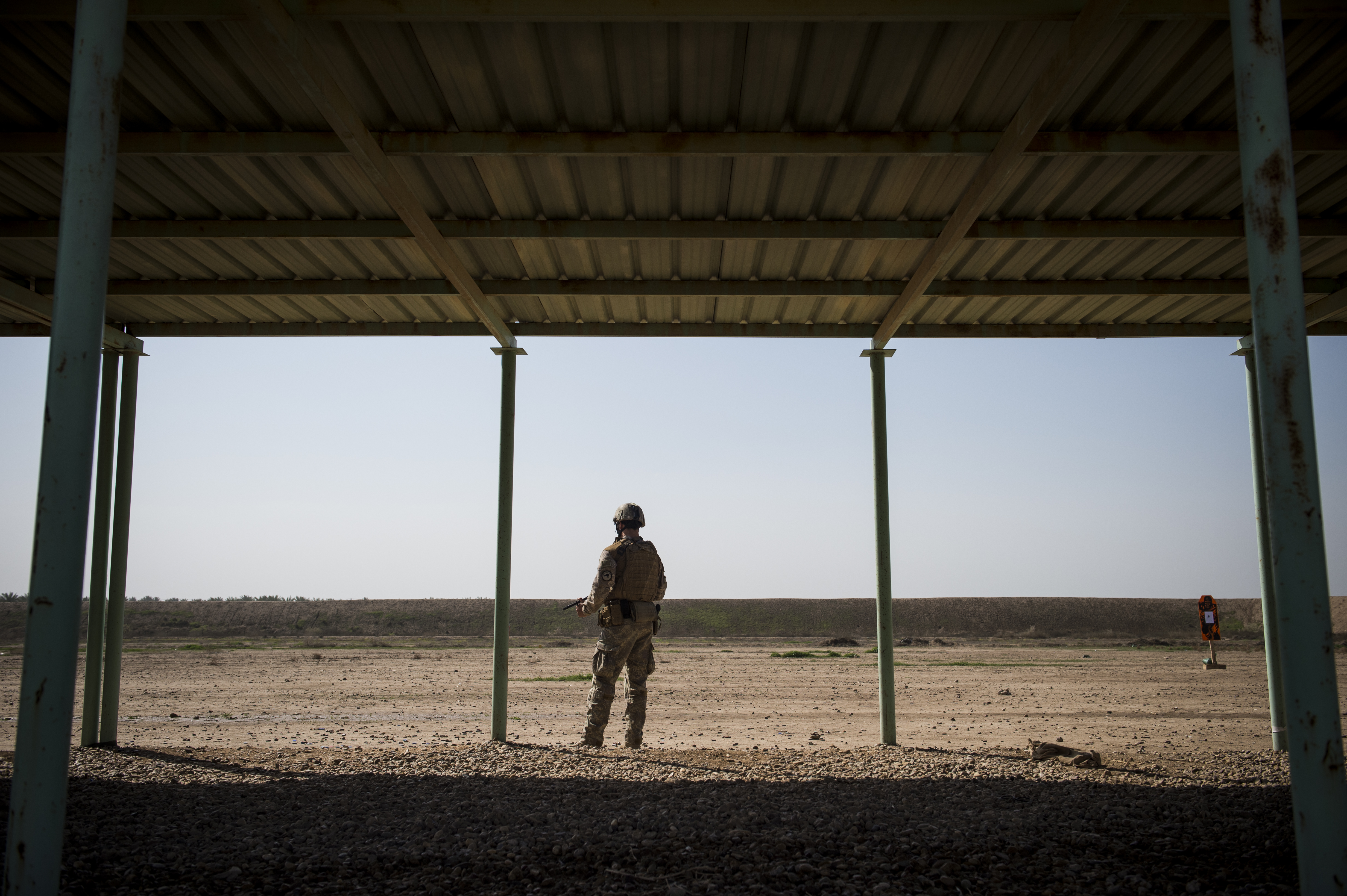 A New Zealand Force Protection solider at the Taji range.