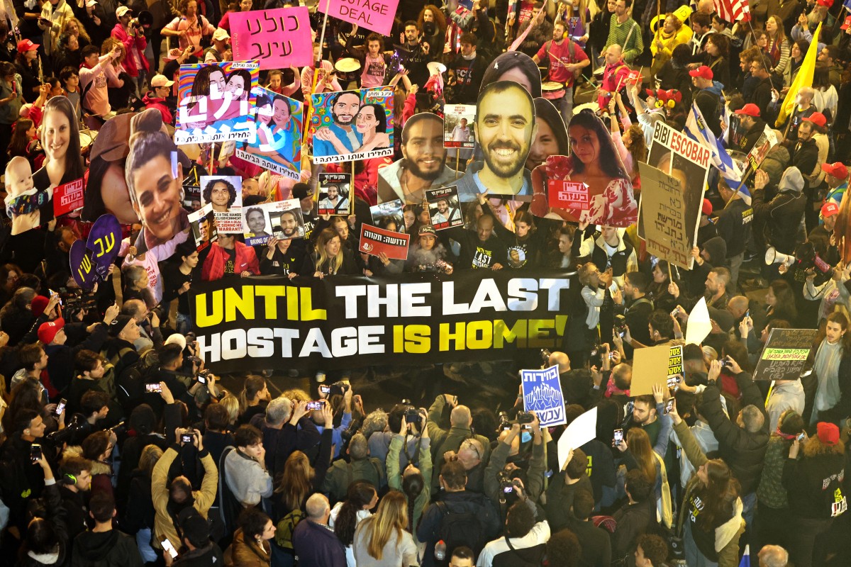 A protest calling for action to secure the release of Israeli hostages held captive since the October 7, 2023, attacks by Palestinian militants. Photo / AFP