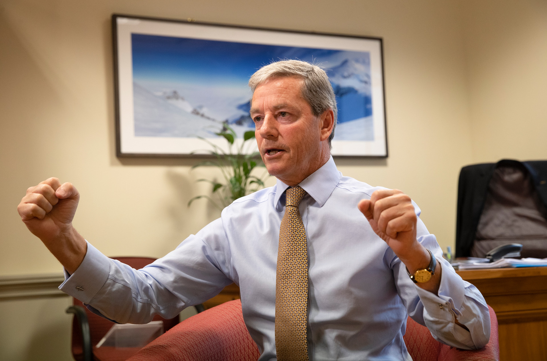 National's alternative Finance Minister, Andrew Bayly, in his parliamentary office. Photo / Mark Mitchell