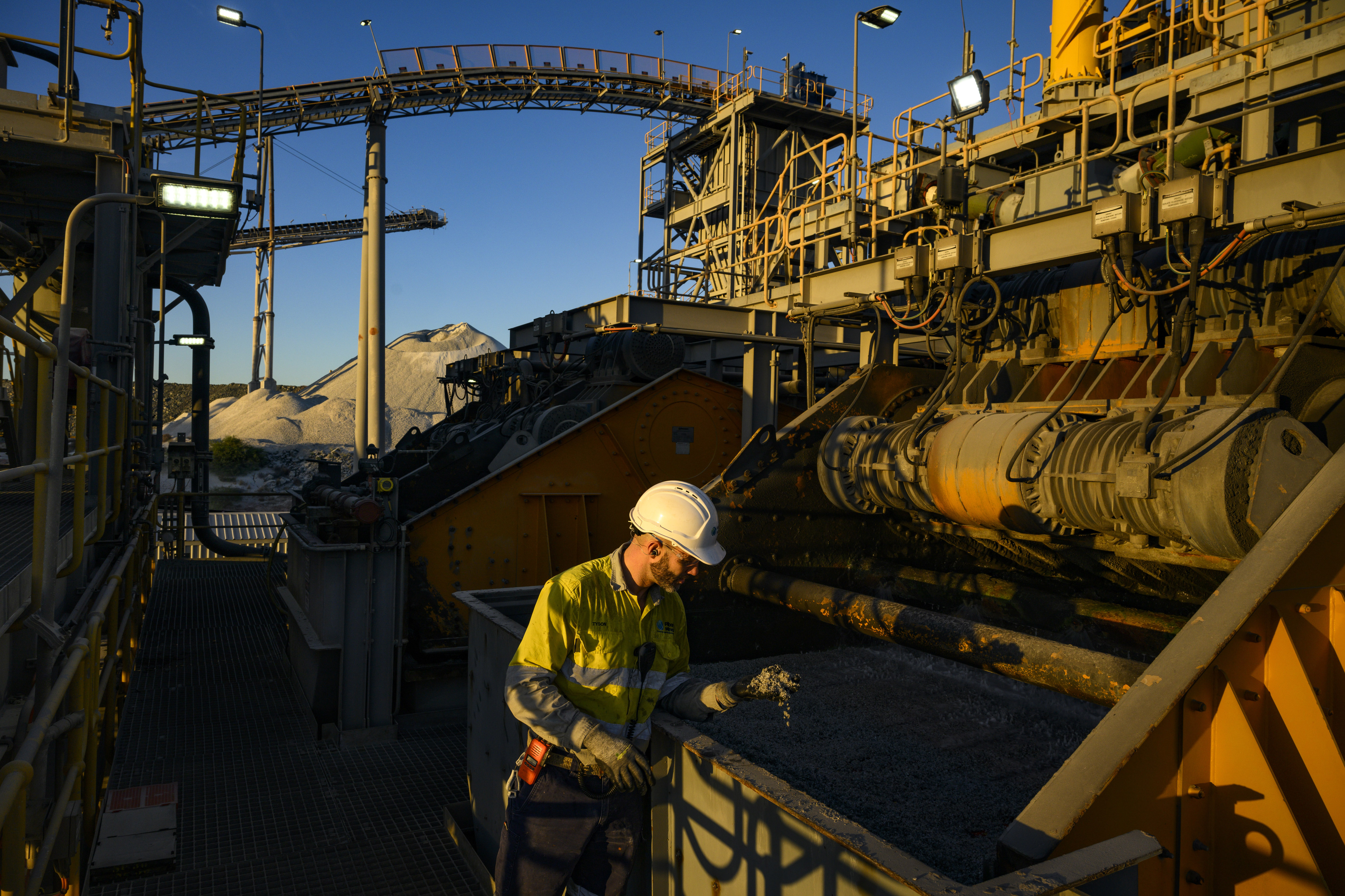 A superintendent inspects processing at the Pilbara Minerals lithium mine in Western Australia. Photo / Matthew Abbott, The New York Times
