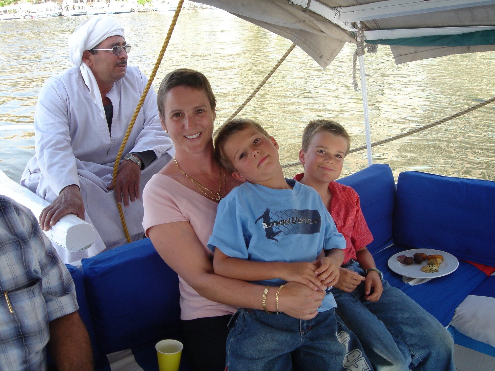 Charlotte Lockhart with her sons, Jack (left) and Andrew, in 2005 after her treatment for breast cancer.