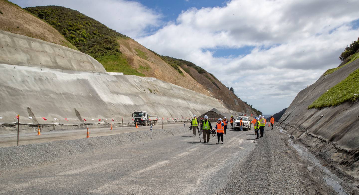 The Transmission Gully construction site at Wainui Saddle. Photo / Mark Mitchell