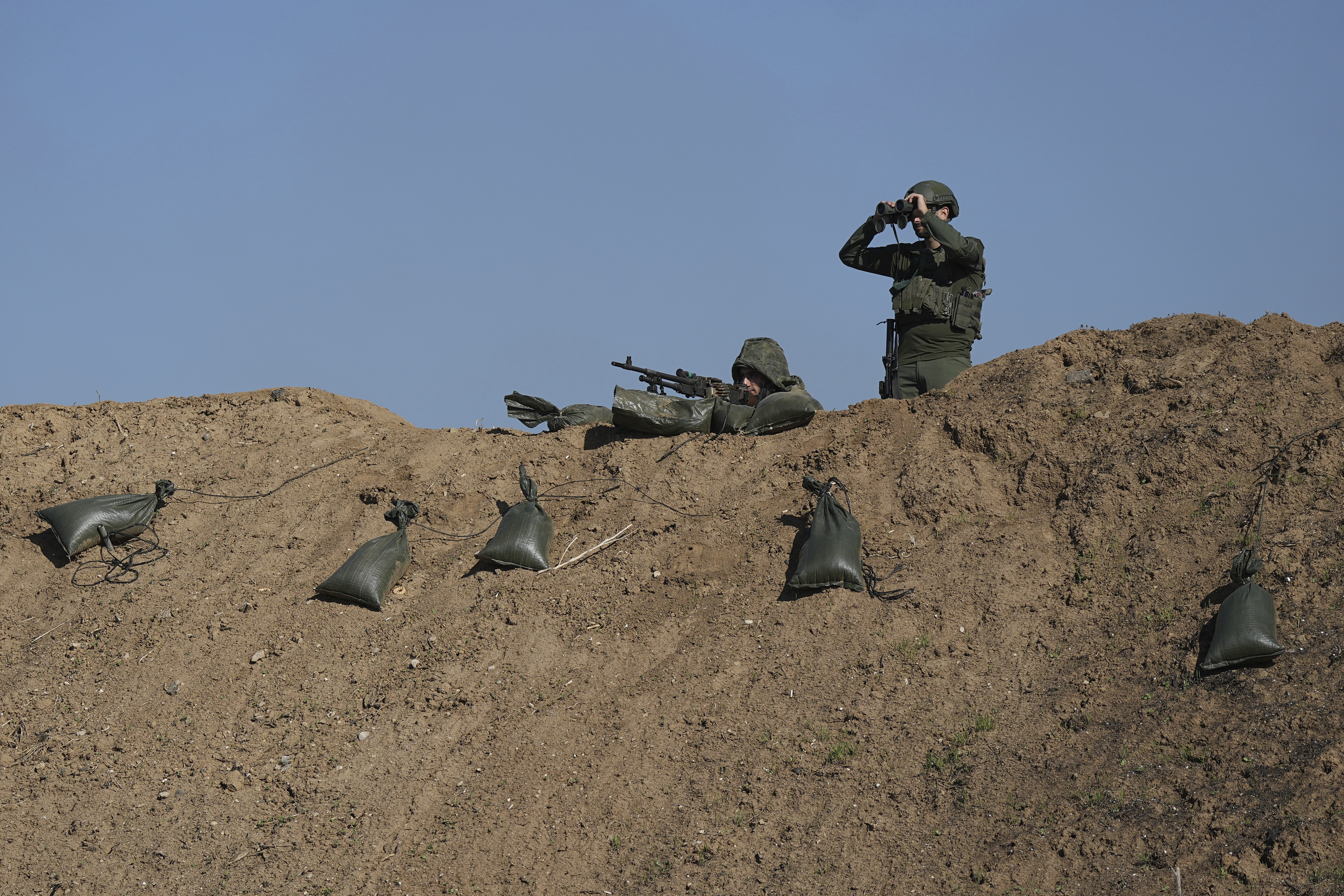 Israeli soldiers near the border with the Gaza Strip in southern Israel. Photo / AP
