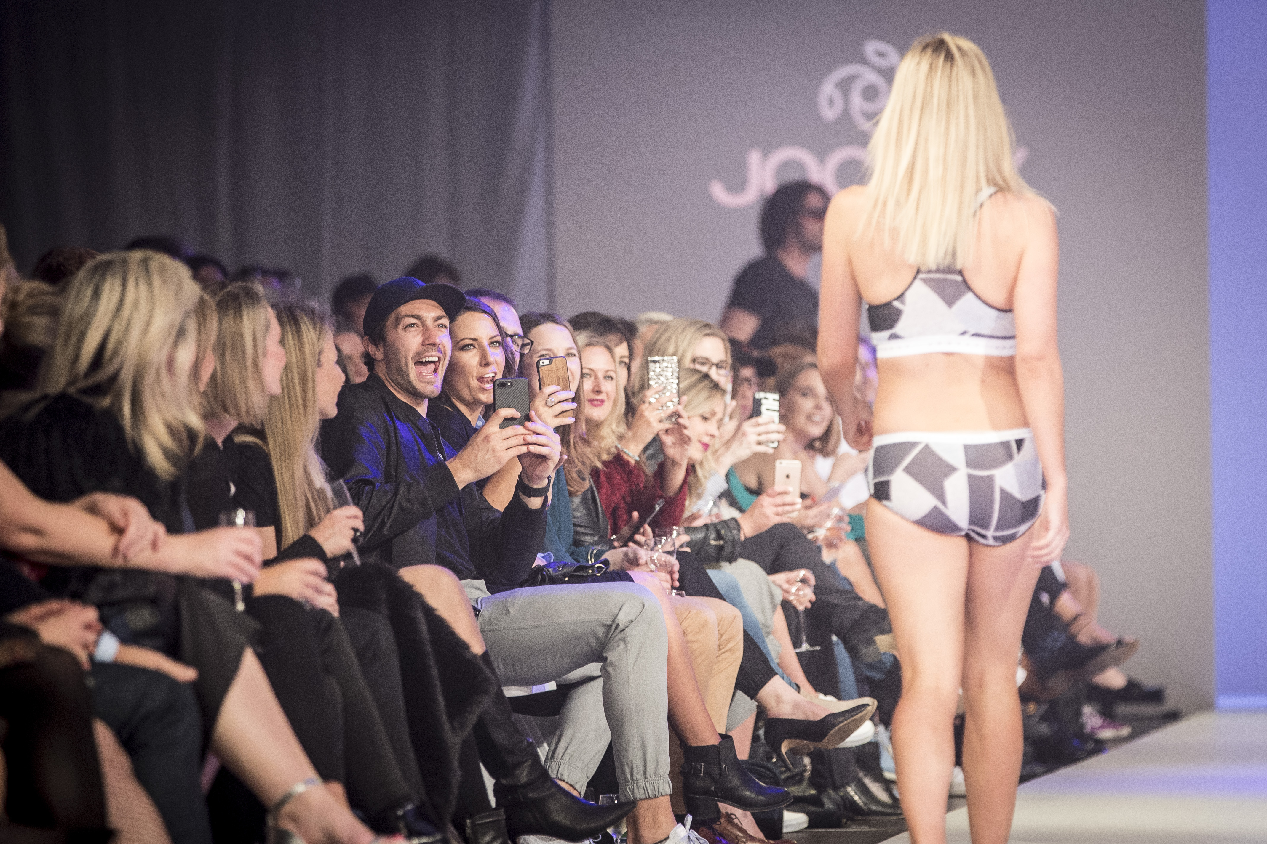 Art Green was front row and centre when Matilda Rice hit the catwalk for Jockey at Fashion Week. Photo / Michael Craig