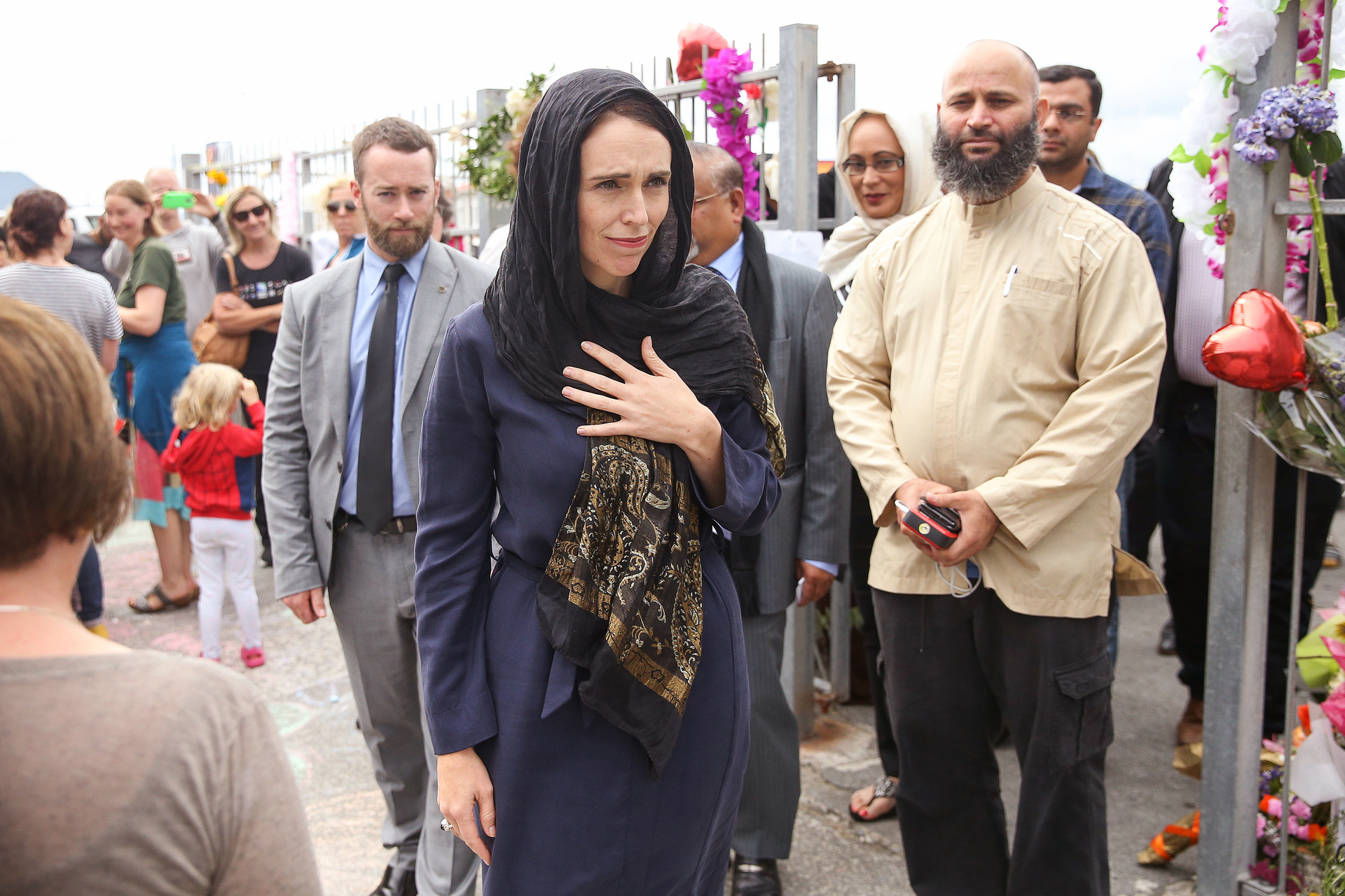 Prime Minister Jacinda Ardern during a visit to the Kilbirnie Mosque. Photo / NZ Herald