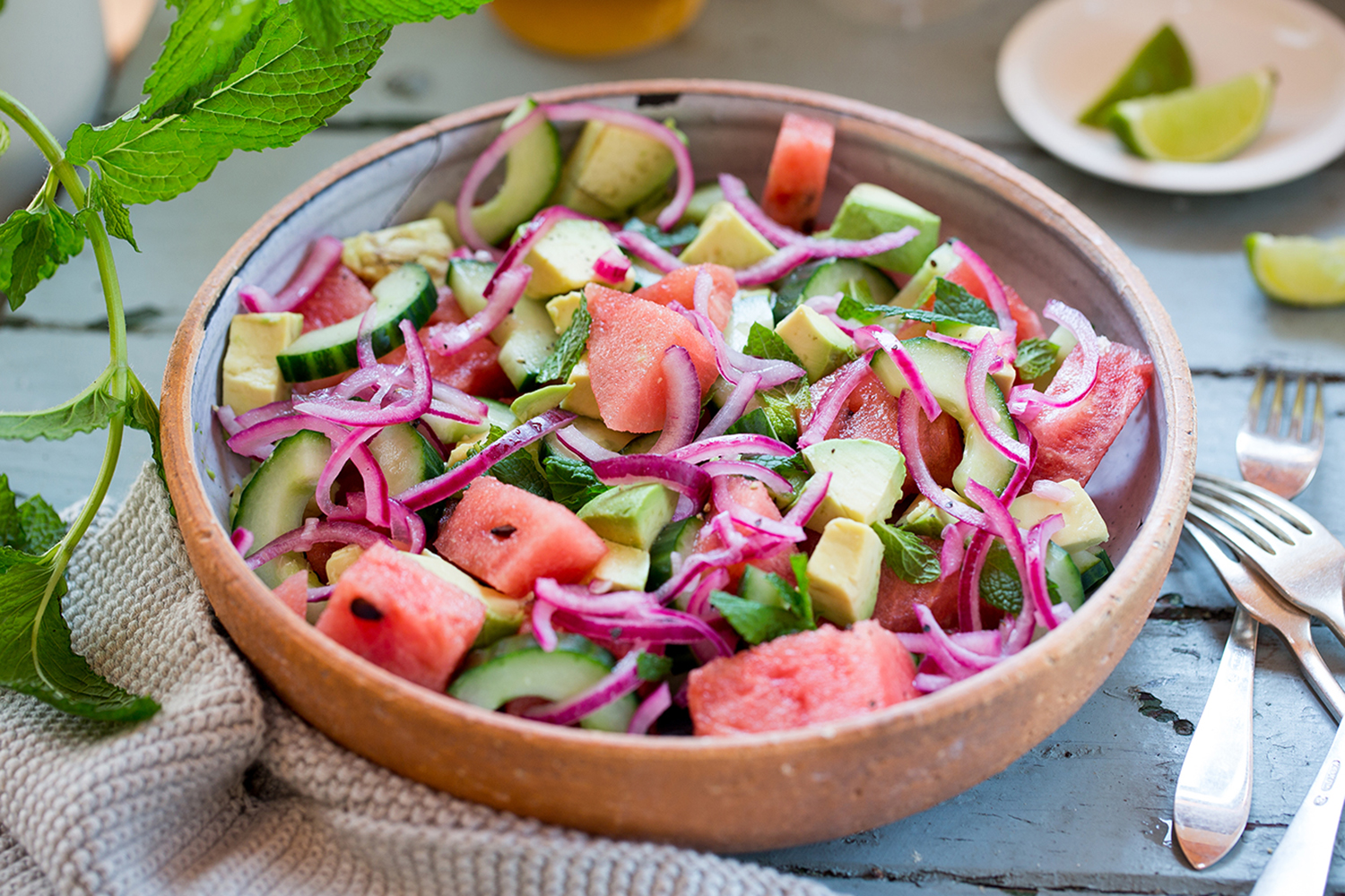 Crisp watermelon salad. Photo / Babiche Martens
