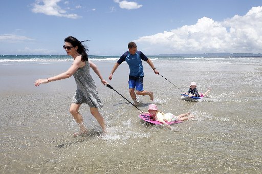 Yvette and Brett Beattie with their daughters Alida and Amelia. Photo / Mike Cunningham